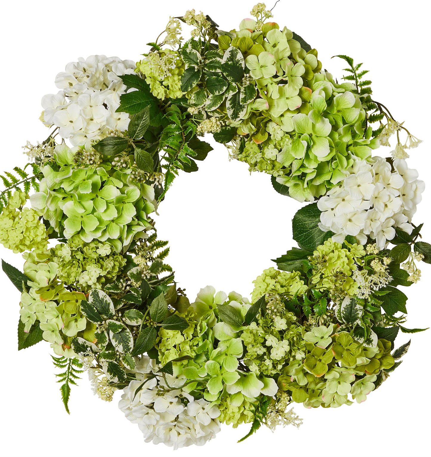RAZ Imports Summer Bloom 24" Green and White Hydrangea Flower Summer Wreath