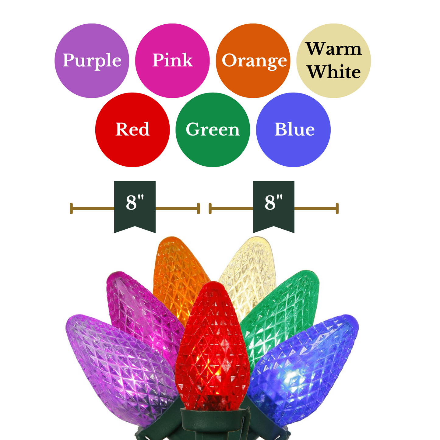 Vickerman 25 Count Commercial-Grade C7 LED Light Strand on Green Wire