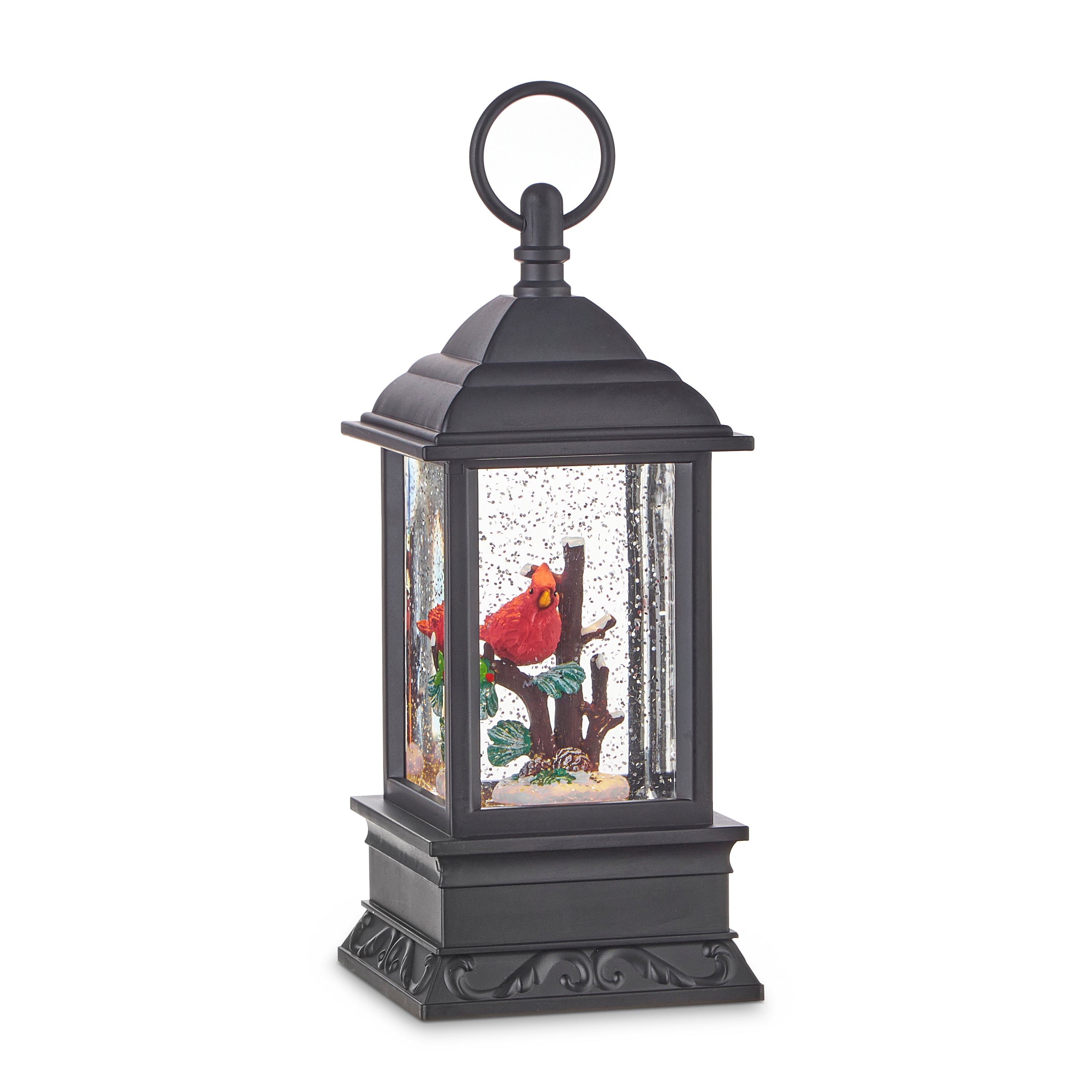 RAZ Imports 9.5" Christmas Cardinal Lighted Glitter Water Lantern - Includes USB Cord