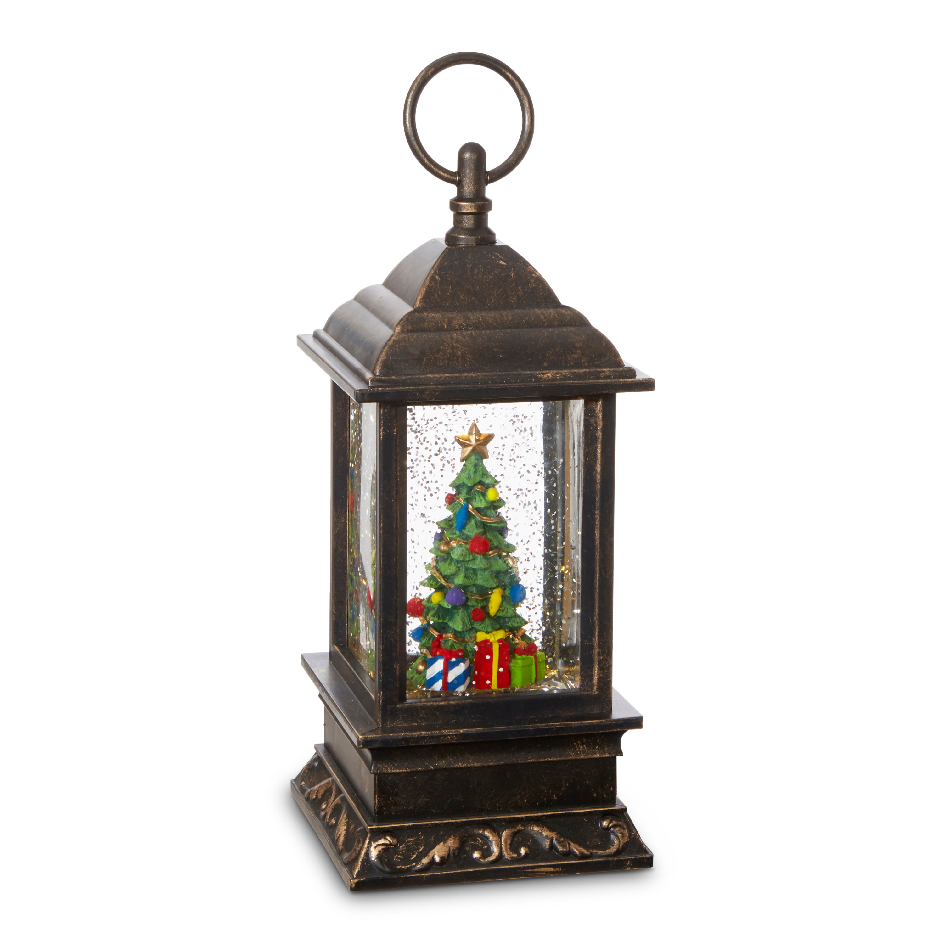 RAZ Imports 9.5" Christmas Tree Musical Lighted Glitter Water Lantern - Includes USB Cord