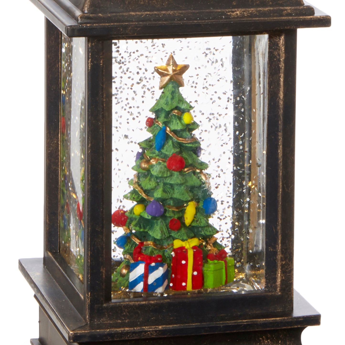 RAZ Imports 9.5" Christmas Tree Musical Lighted Glitter Water Lantern - Includes USB Cord