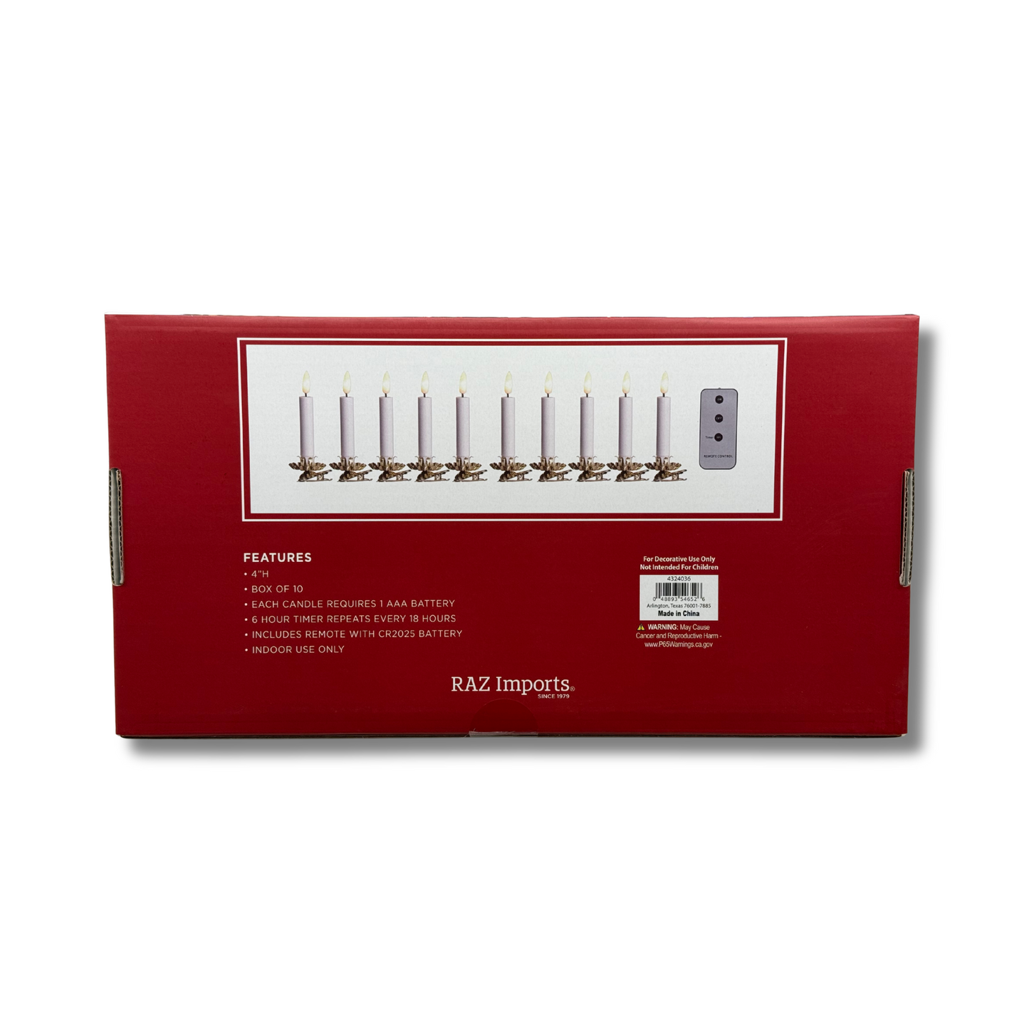 Red box with a menorah illustration and 'RAZ Imports' branding on a white background