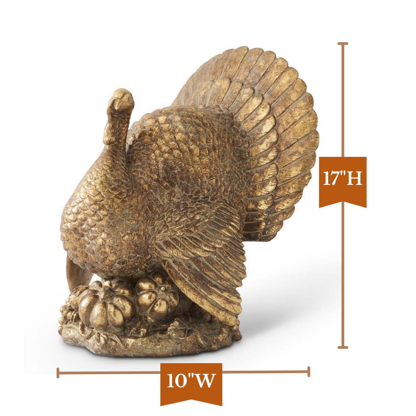K&K Interiors 17" Antique Gold Tabletop Turkey Thanksgiving Fall Decoration