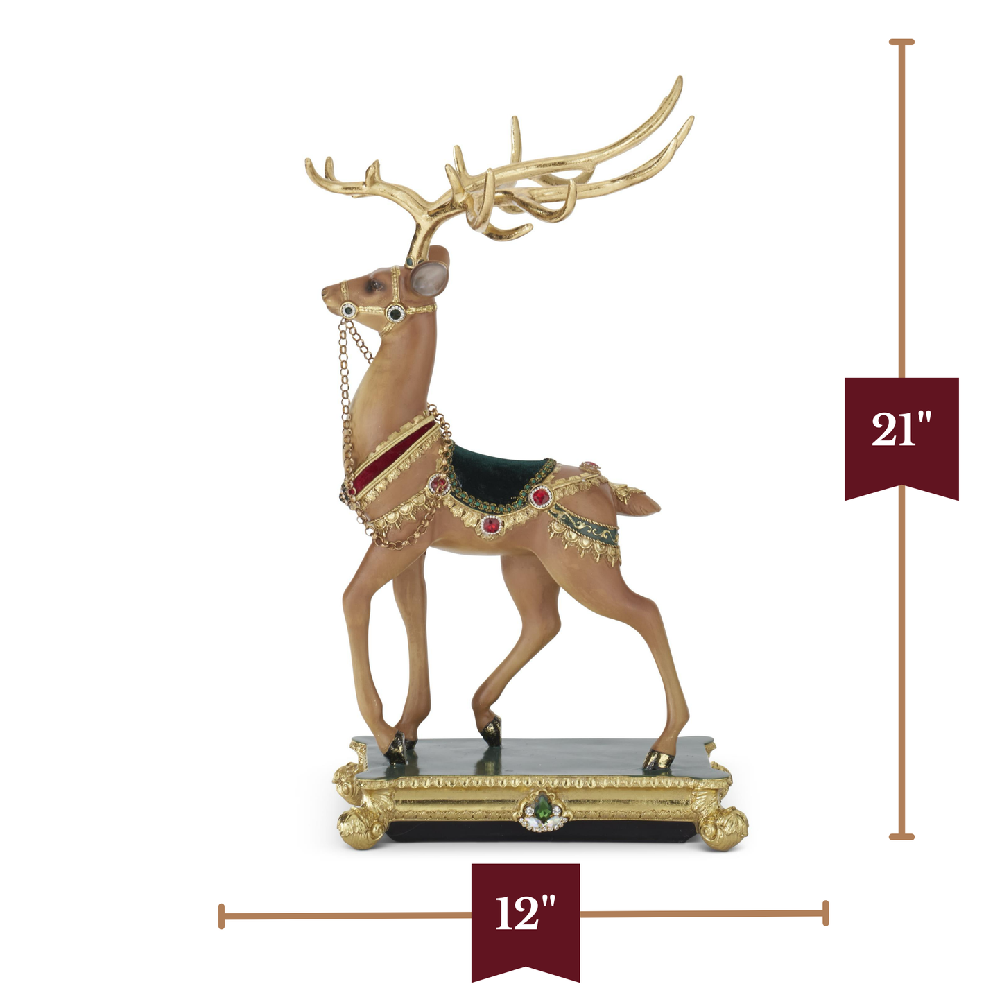 K&K Interiors 21" Jeweled Resin Reindeer Christmas Decoration Figurine