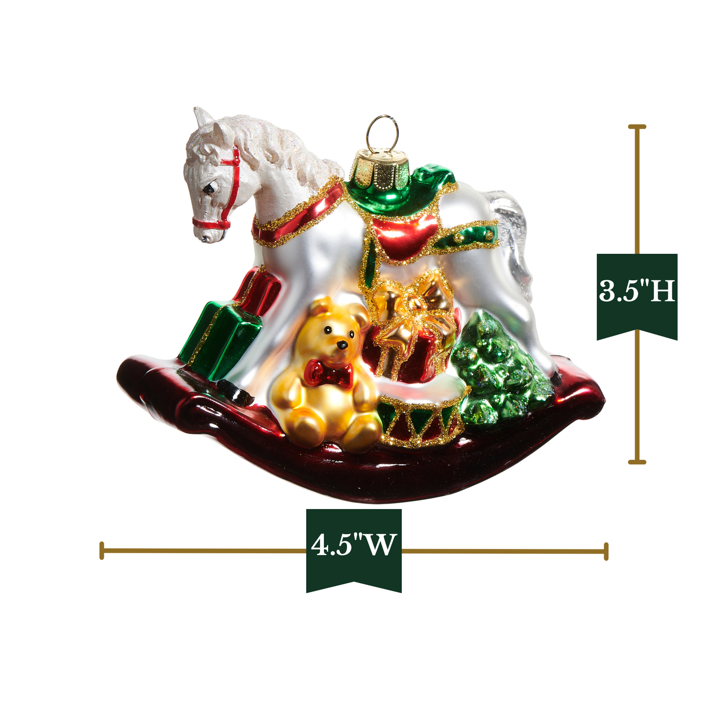 RAZ Imports 4.5" Whimsical Christmas Rocking Horse Glass Christmas Ornament