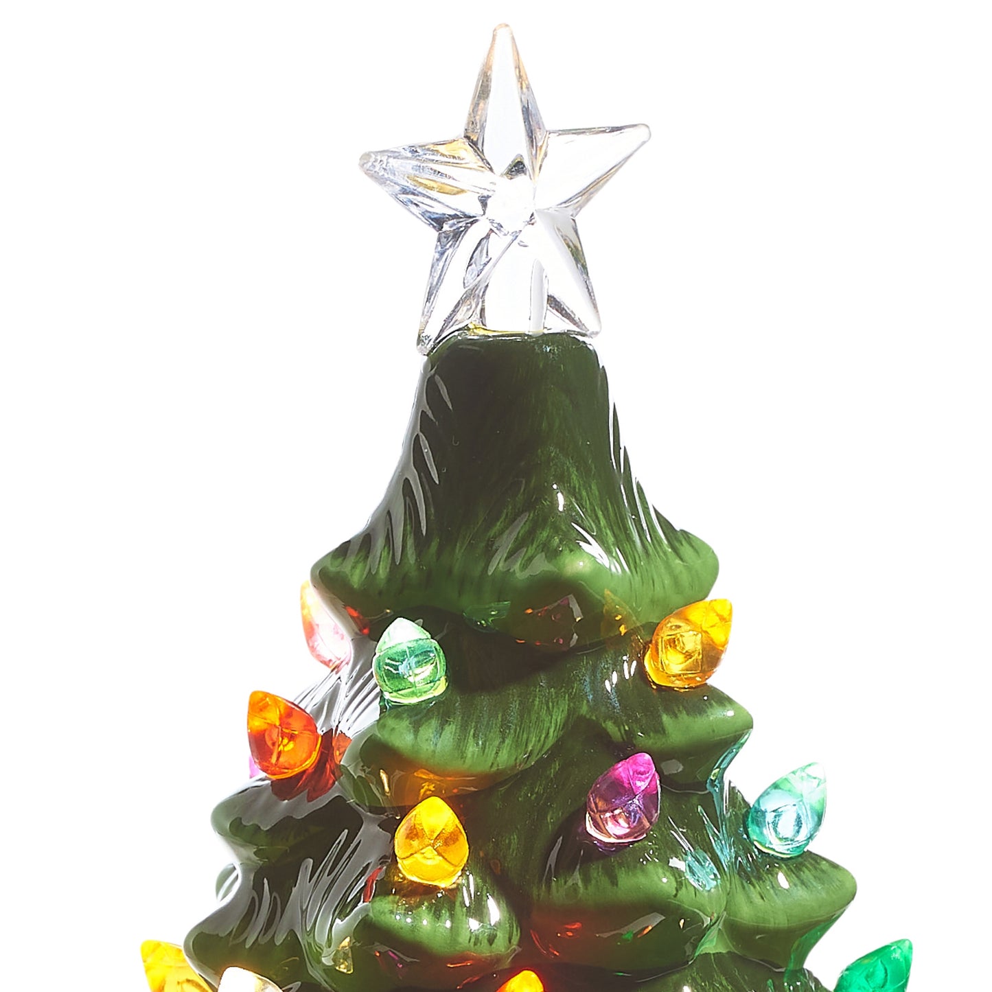 RAZ Imports 8.5" Vintage Green Lighted Ceramic Christmas Tree Stocking Holder