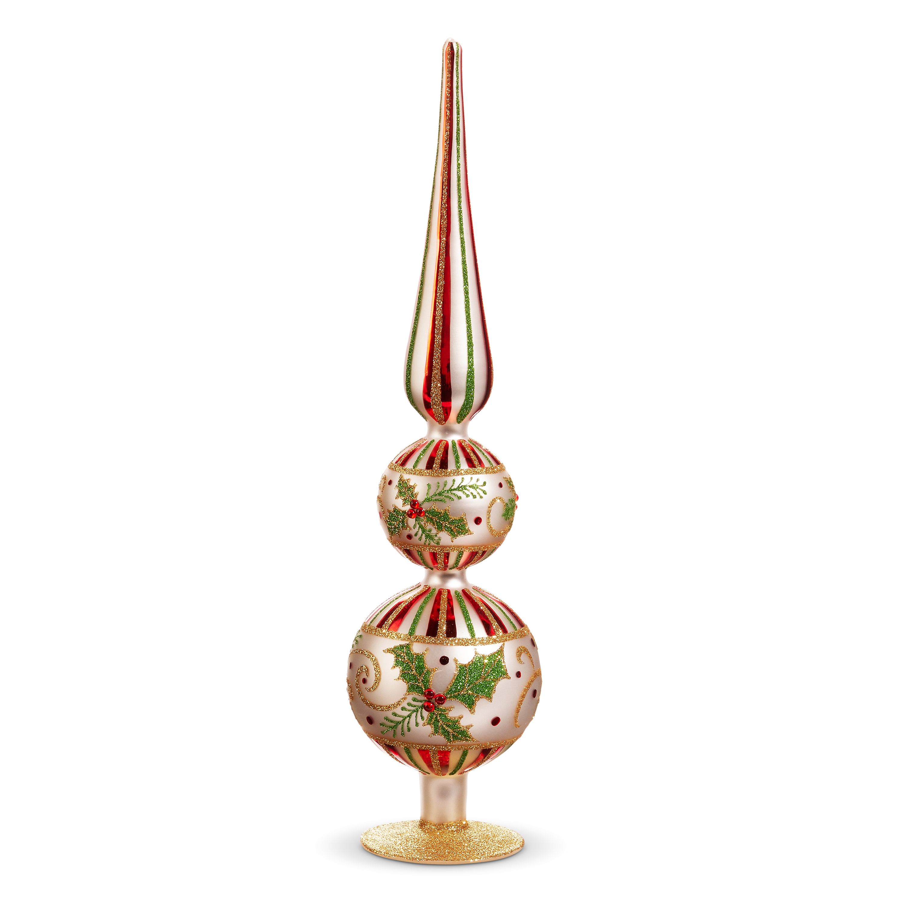 RAZ Imports 16.5" Traditional Holly Leaf Glass Finial Christmas Decoration