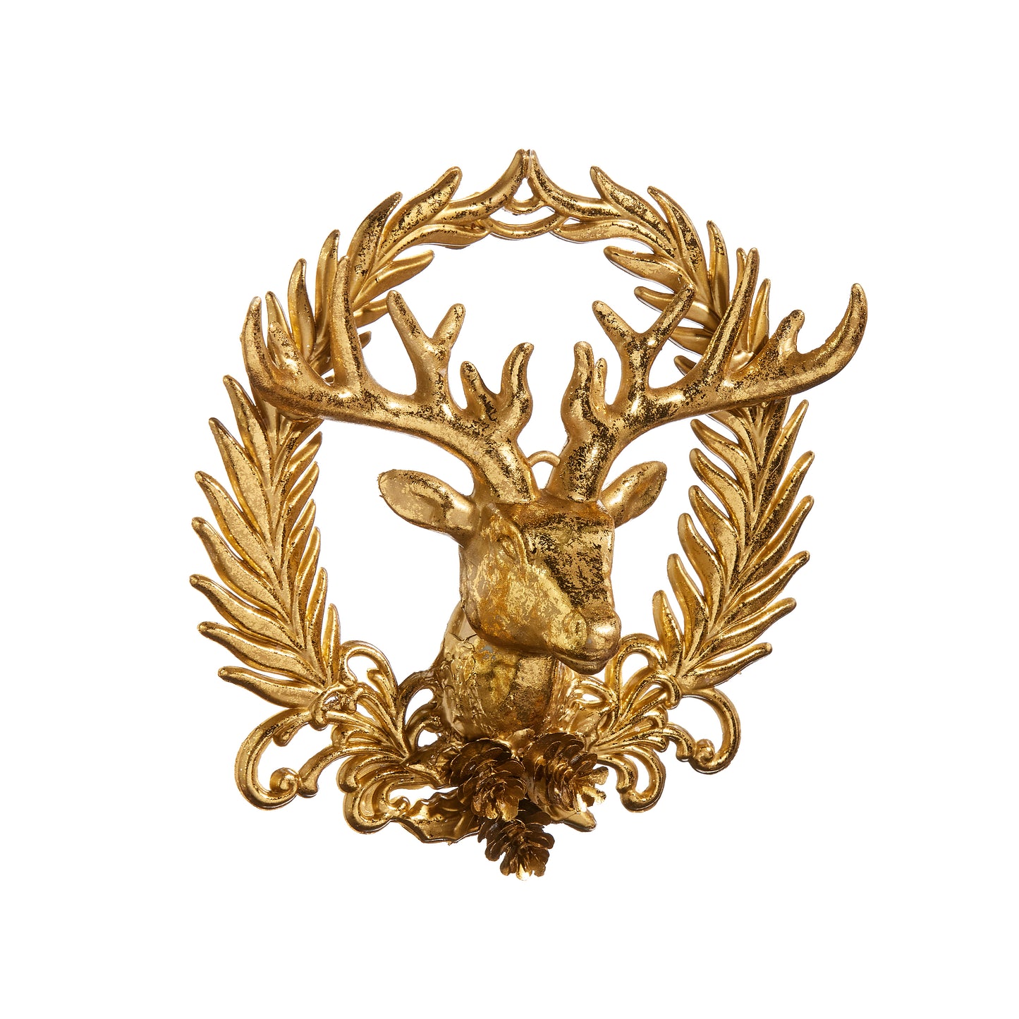 RAZ Imports 6" Gold Deer with Wreath Emblem Ornament