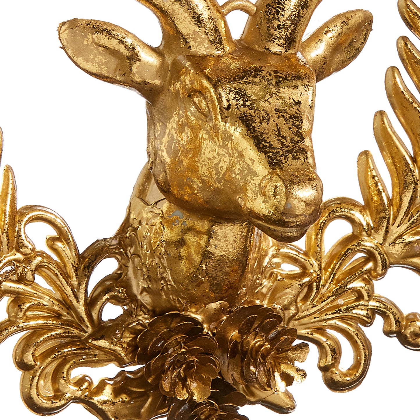 RAZ Imports 6" Gold Deer with Wreath Emblem Christmas Ornament
