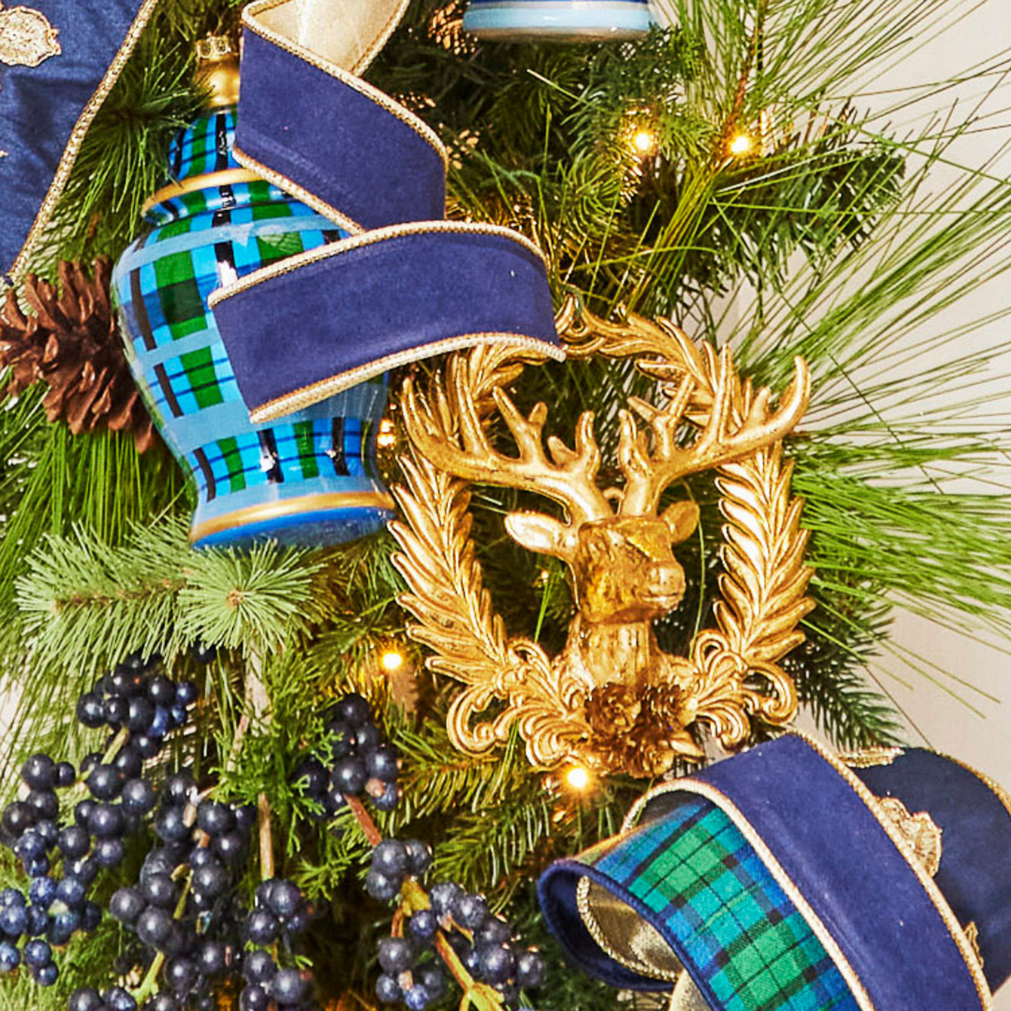 RAZ Imports 6" Gold Deer with Wreath Emblem Christmas Ornament