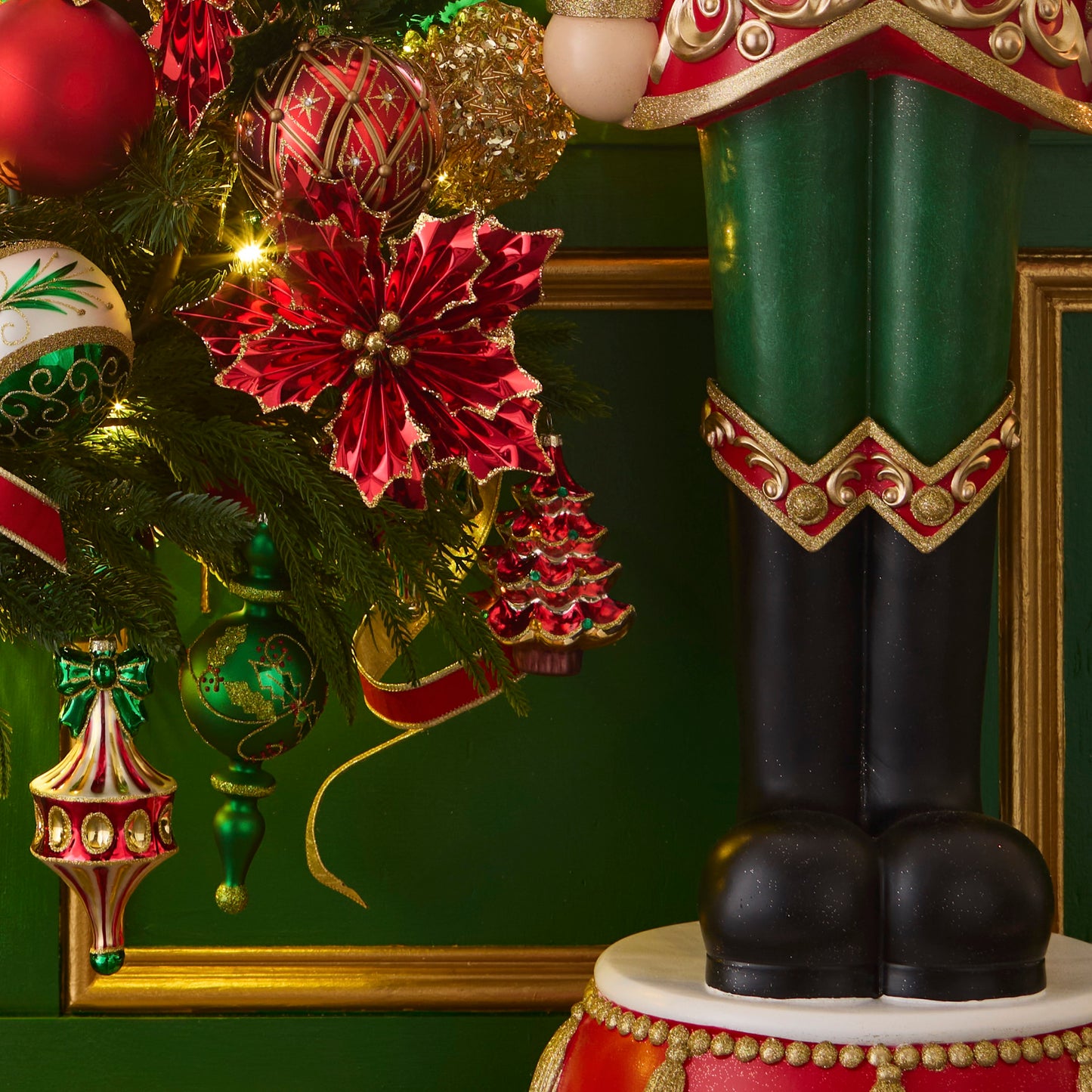 RAZ Imports 4.5" Red and Green Jewel Vintage Glass Christmas Tree Ornaments - Set of 2