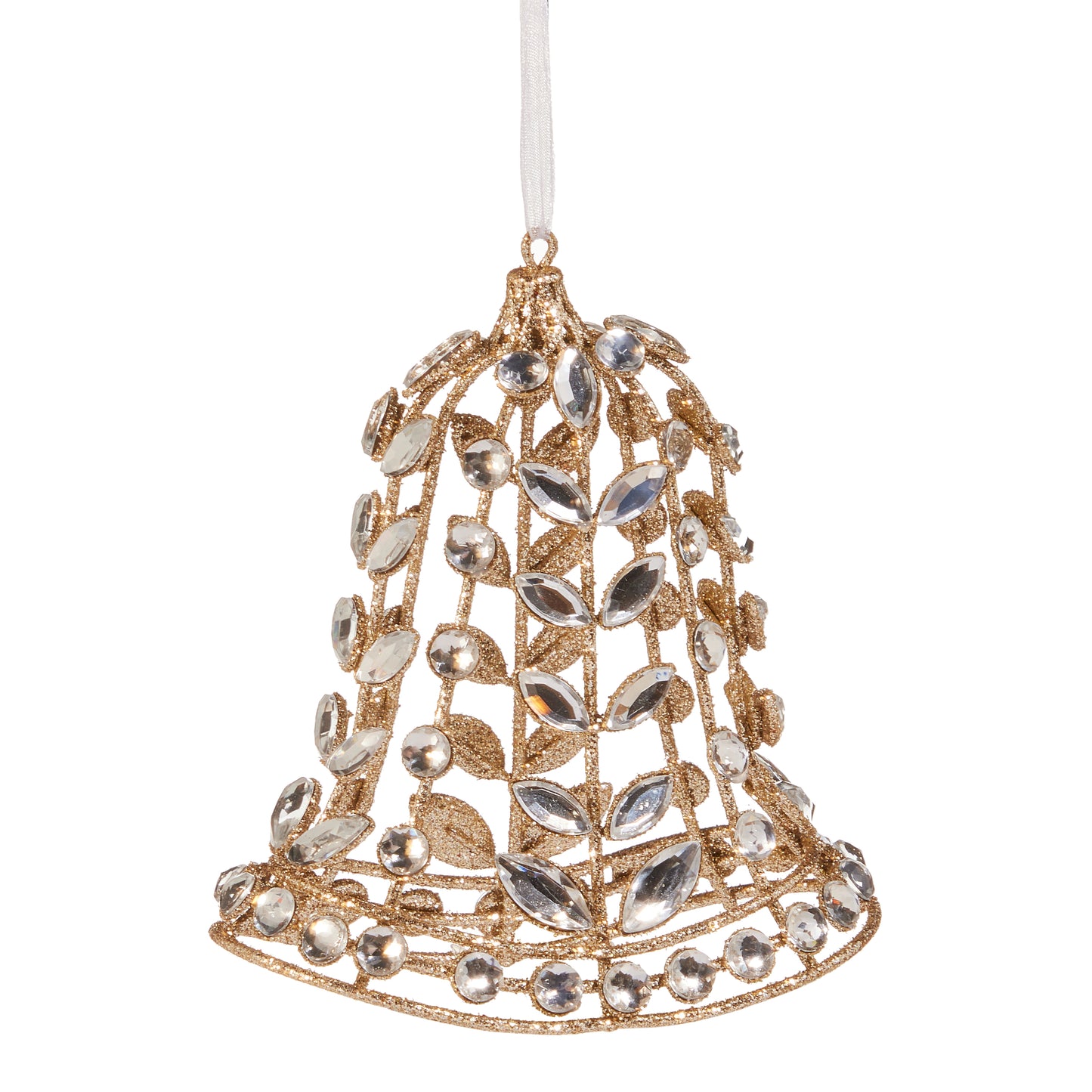 RAZ Imports 5" Jeweled Gold Glitter Bell Christmas Ornament