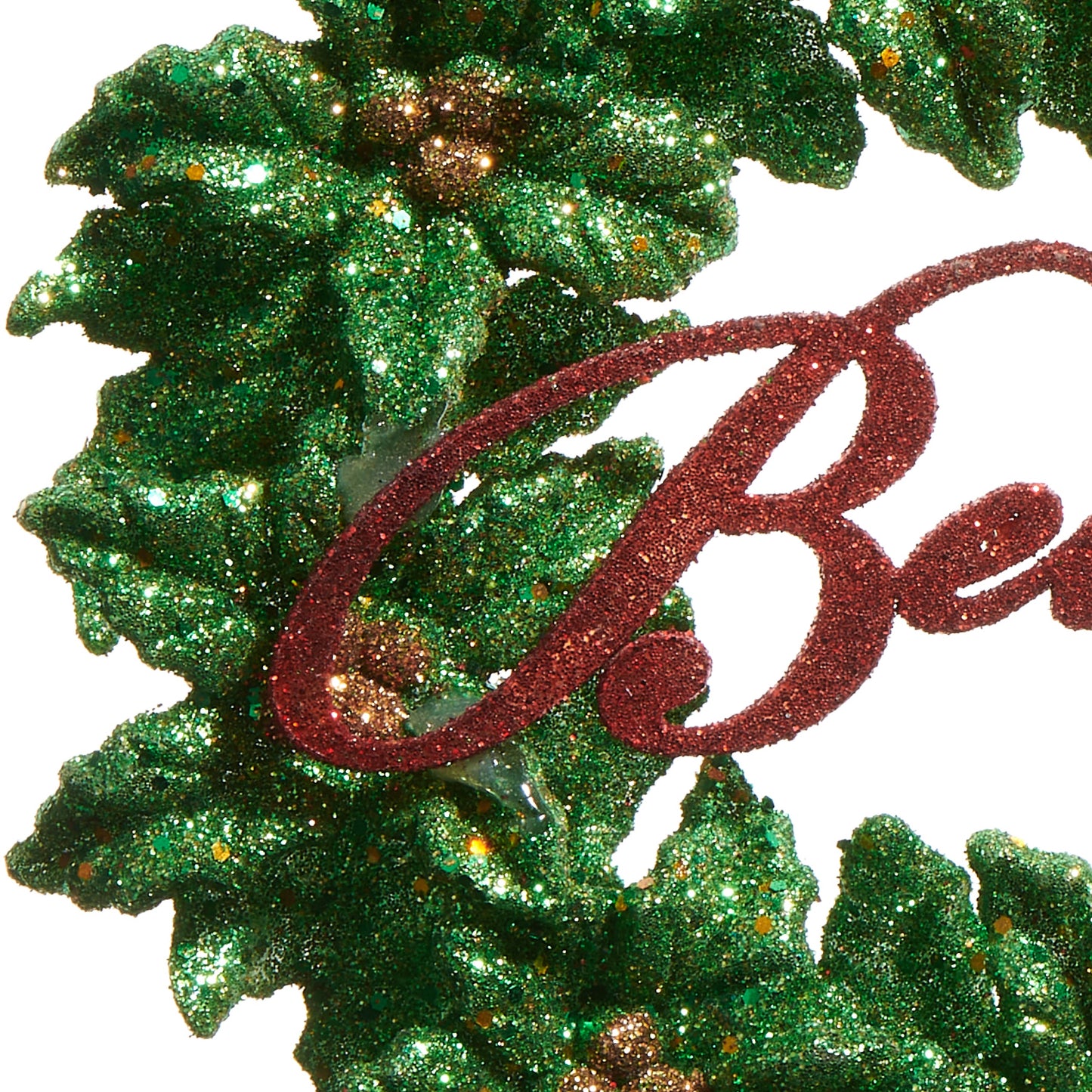 RAZ Imports 5" Believe Holly Berry Green Wreath Glittered Christmas Ornament