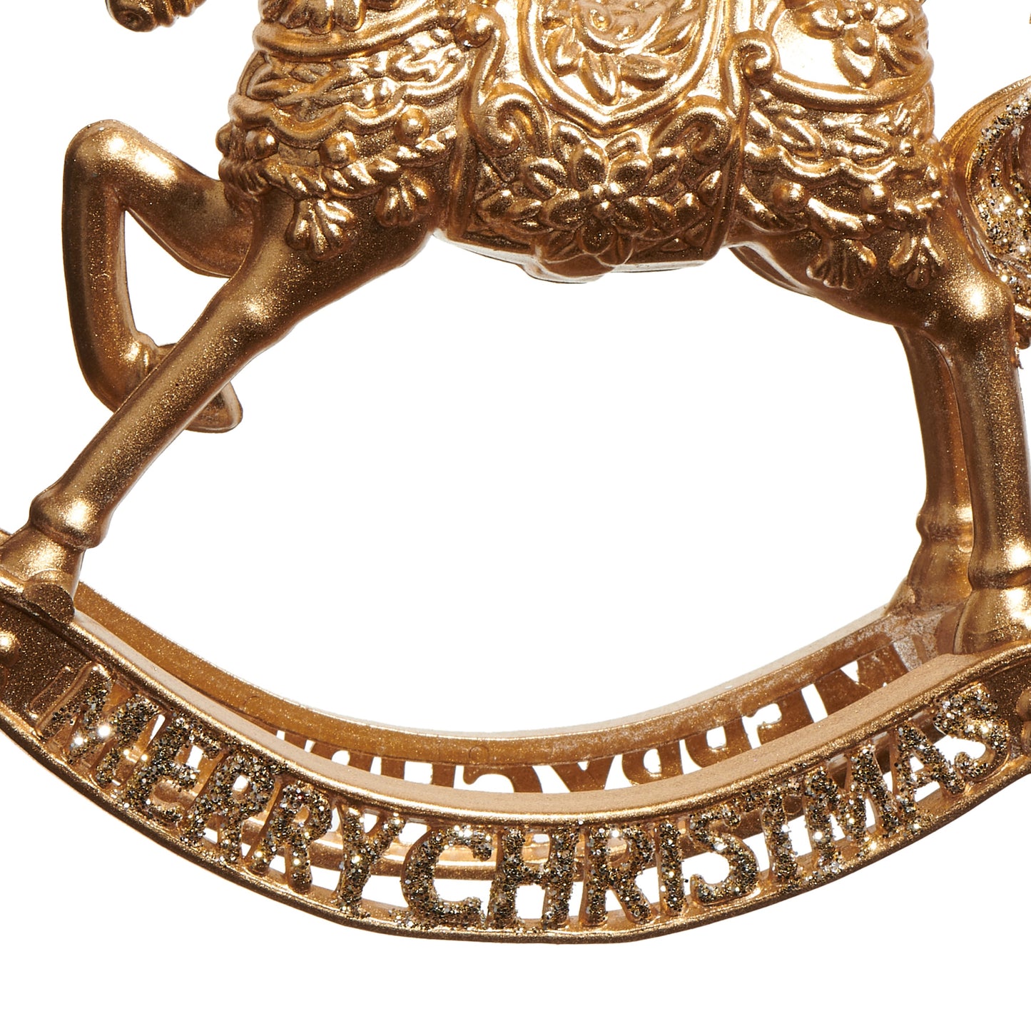 RAZ Imports 5.5" Royal Gold Merry Christmas Rocking Horse Christmas Ornament