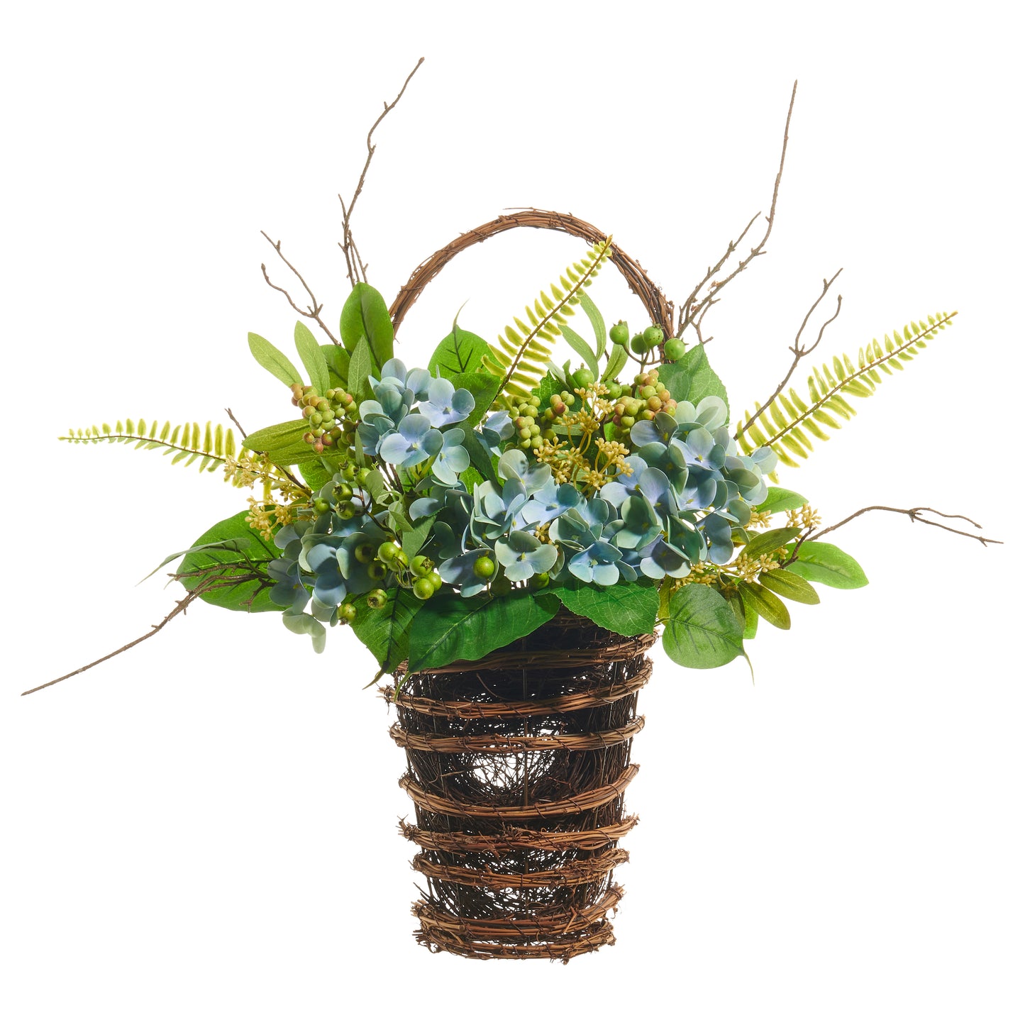 RAZ Imports 23" Premade Blue Hydrangea Spring Wall Basket