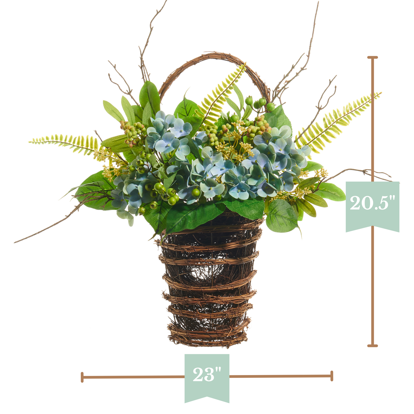 RAZ Imports 23" Premade Blue Hydrangea Spring Wall Basket