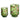 RAZ Imports 6" and 4.5" Green Bird Floral Pattern Glass Containers - Set of 2