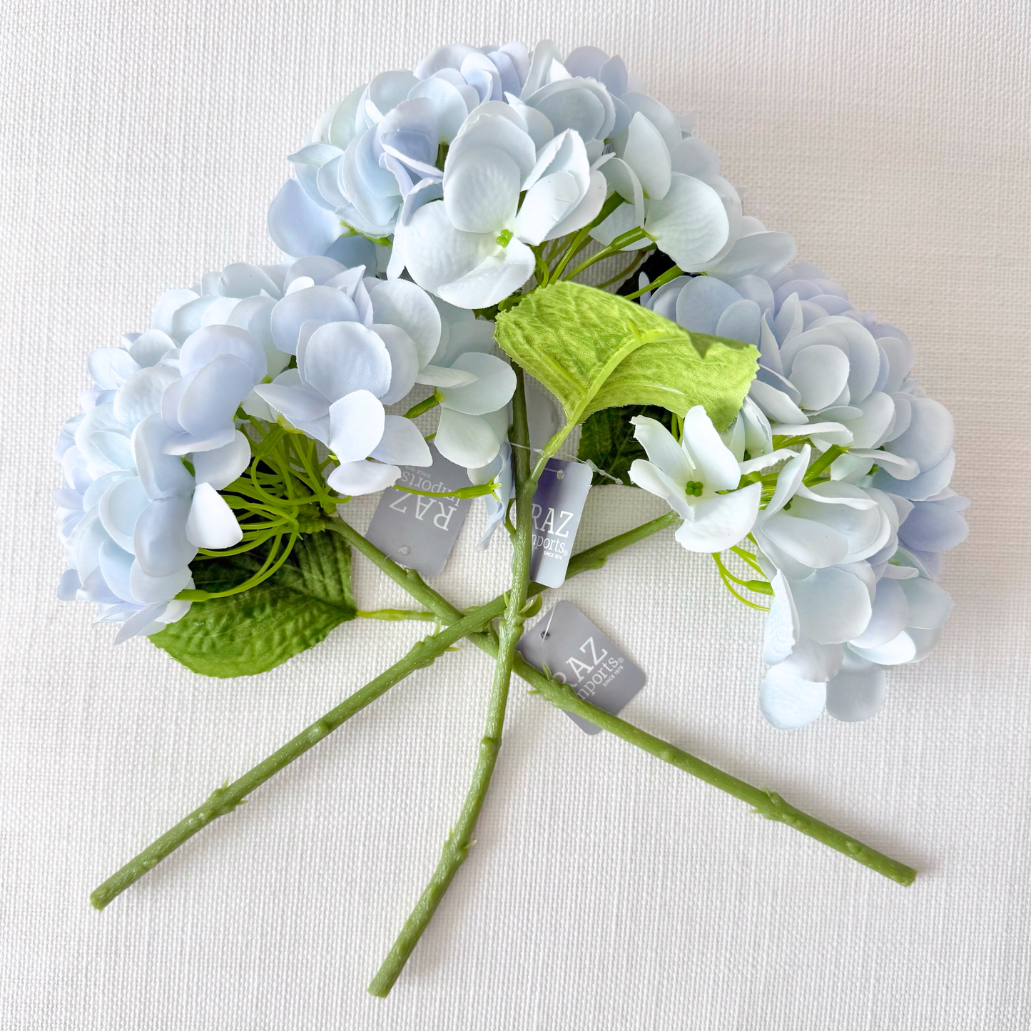RAZ Imports 13" Real Touch Light Blue Hydrangea Flower, 3 Stem Bundle