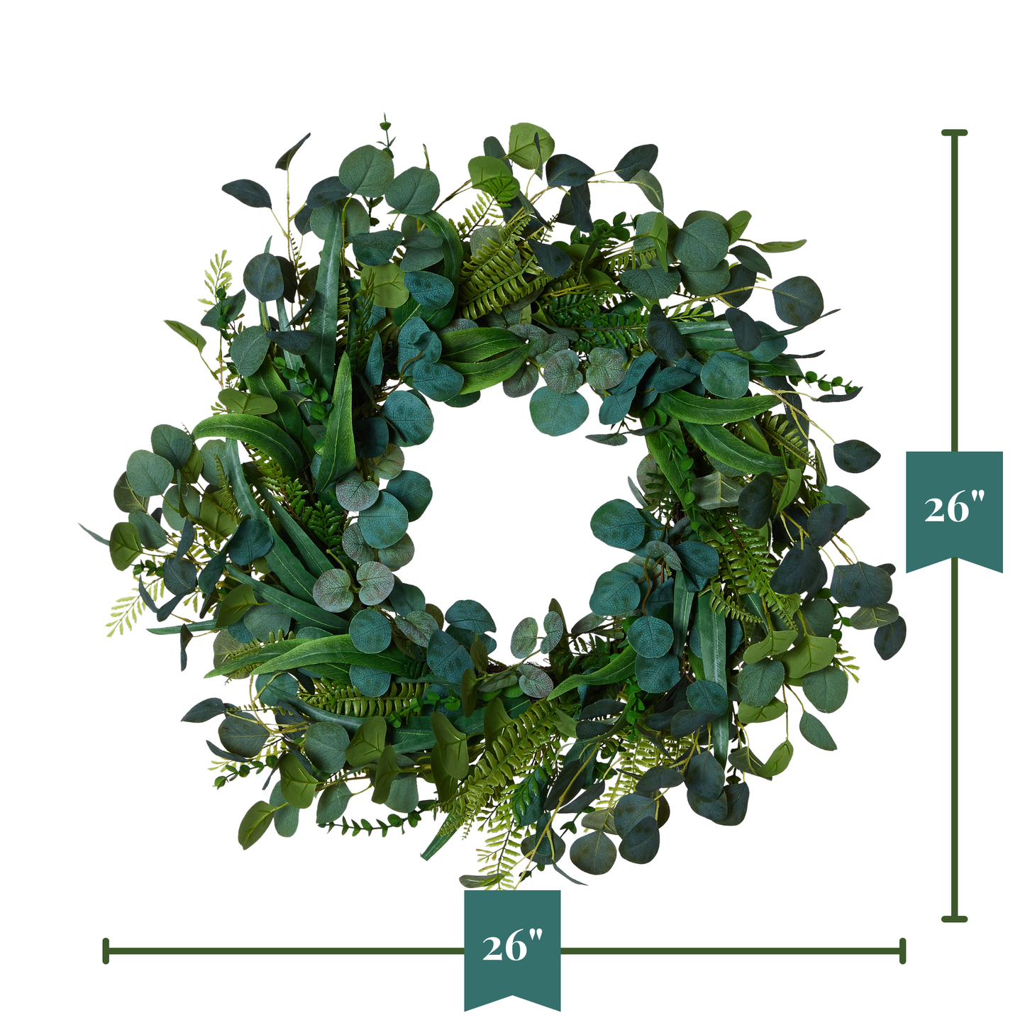 RAZ Imports 26" Mixed Eucalyptus and Fern Spring Wreath