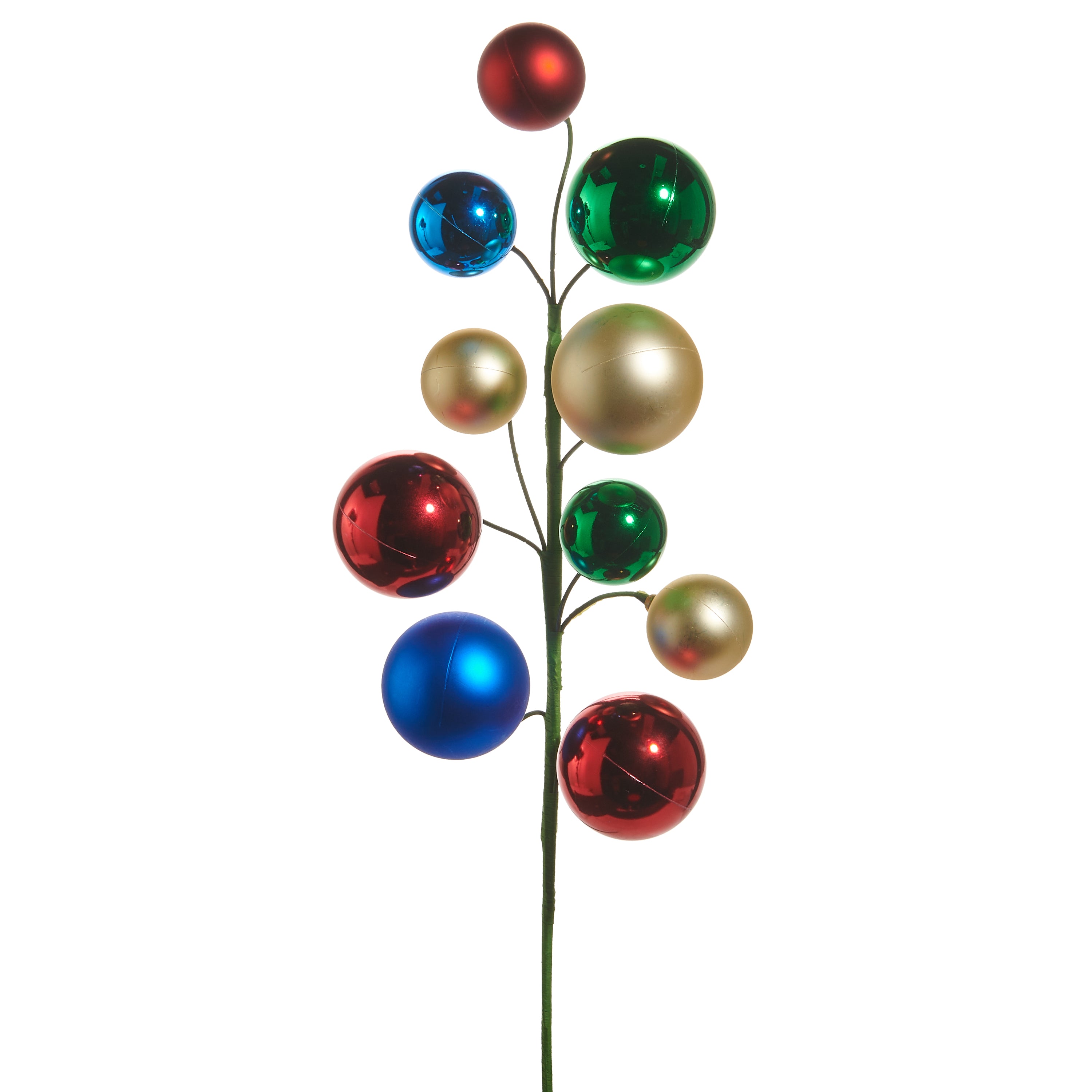 RAZ Imports 26" Nutcracker Red, Green, Gold and Blue Ball Ornament Christmas Tree Spray