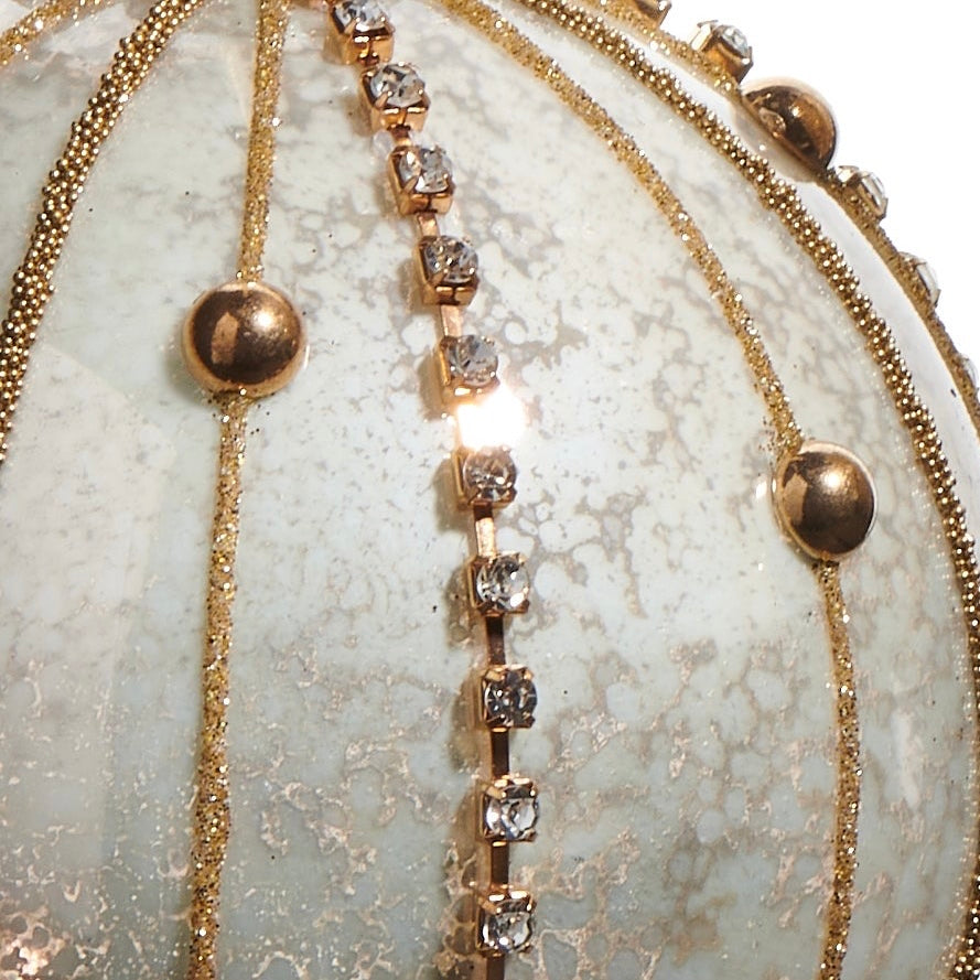 RAZ Imports 4" Rhinestone Mercury Glass Ball and Finial Drop Christmas Ornaments - Set of 2