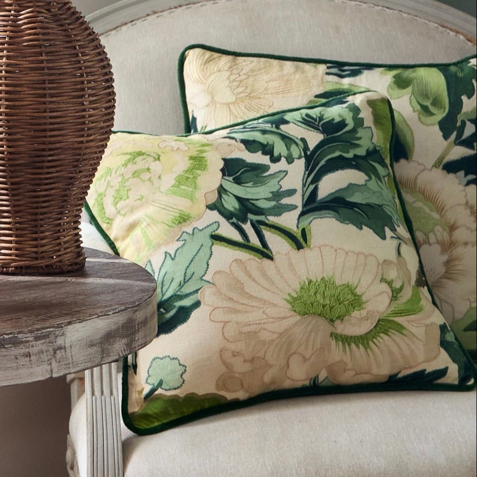 RAZ Imports Tranquil Green Garden with Flowers Decorative Summer Throw Pillows, 18"L X 18"H - Set of 2