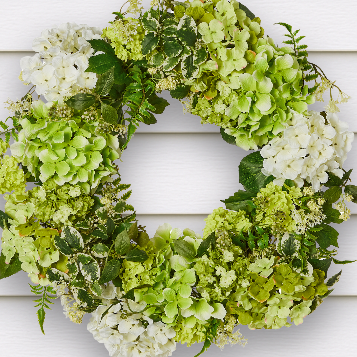 RAZ Imports Summer Bloom 24" Green and White Hydrangea Flower Summer Wreath