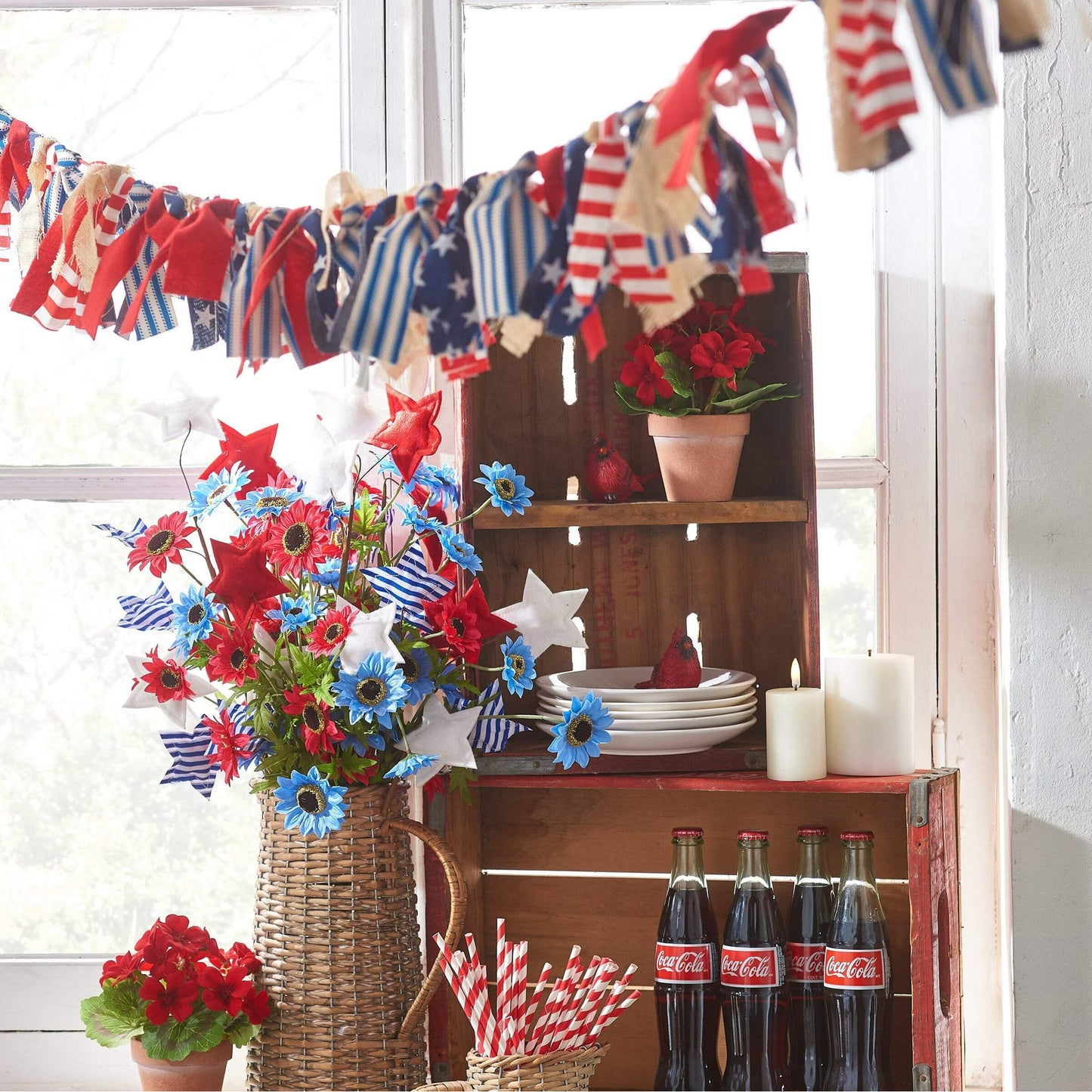 RAZ Imports 5.5' American Flag Tie Decorative Fourth of July Garland
