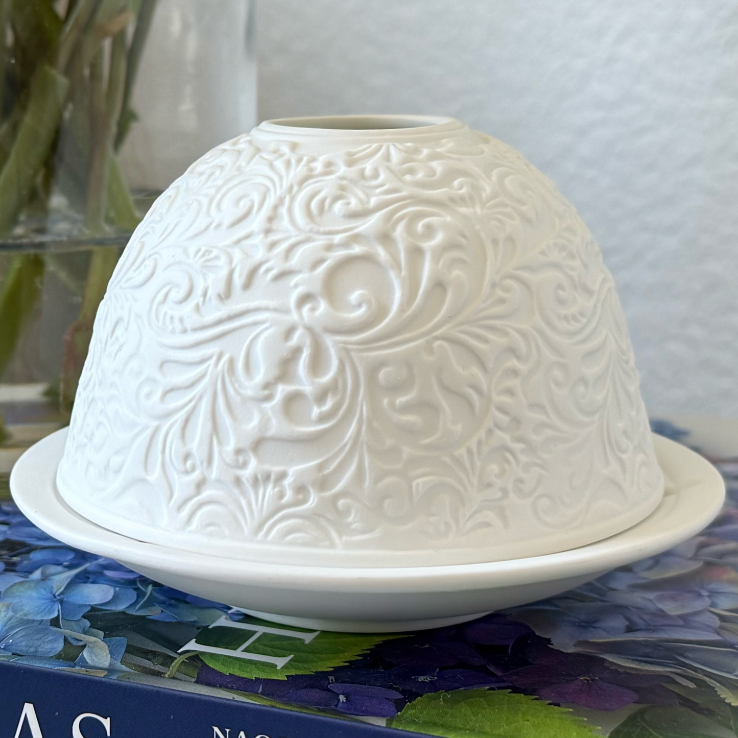 Hellmann Versand Starlight Votive Light Paisley Glowing Tea Candle Holder Porcelain Dome