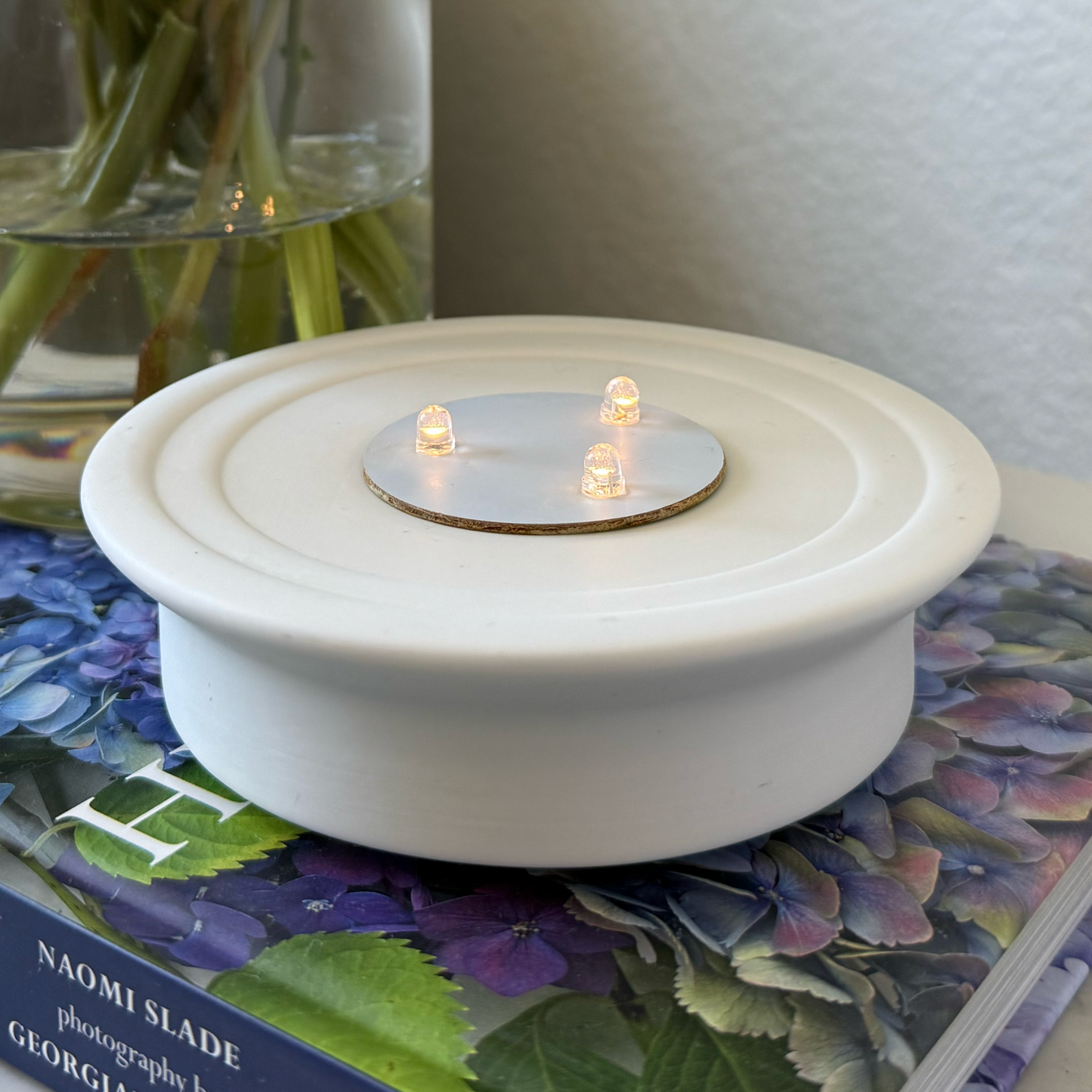 Starlight Porcelain LED Lighted Base for Votive Light Glowing Candle Holders