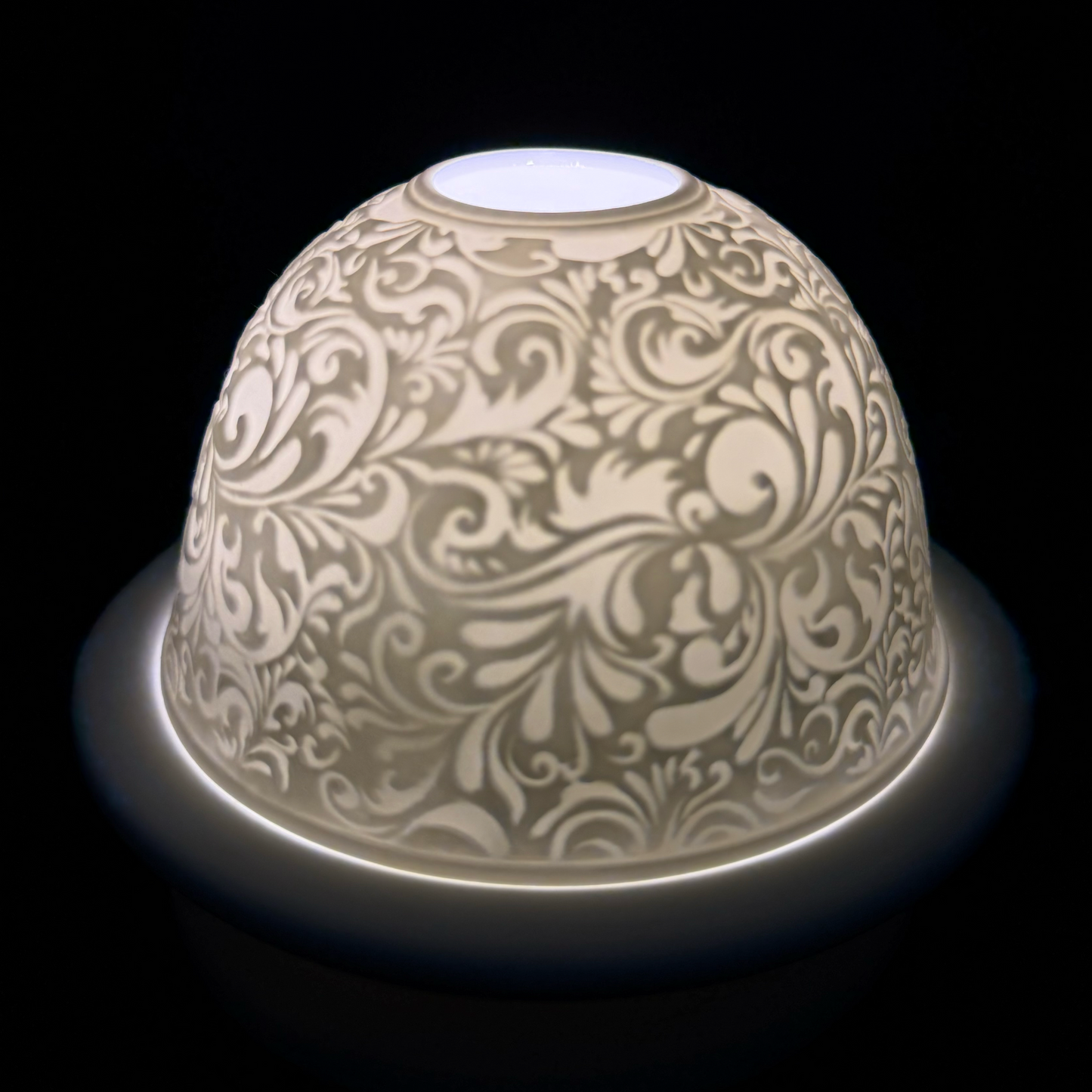 Hellmann Versand Starlight Votive Light Paisley Glowing Tea Candle Holder Porcelain Dome