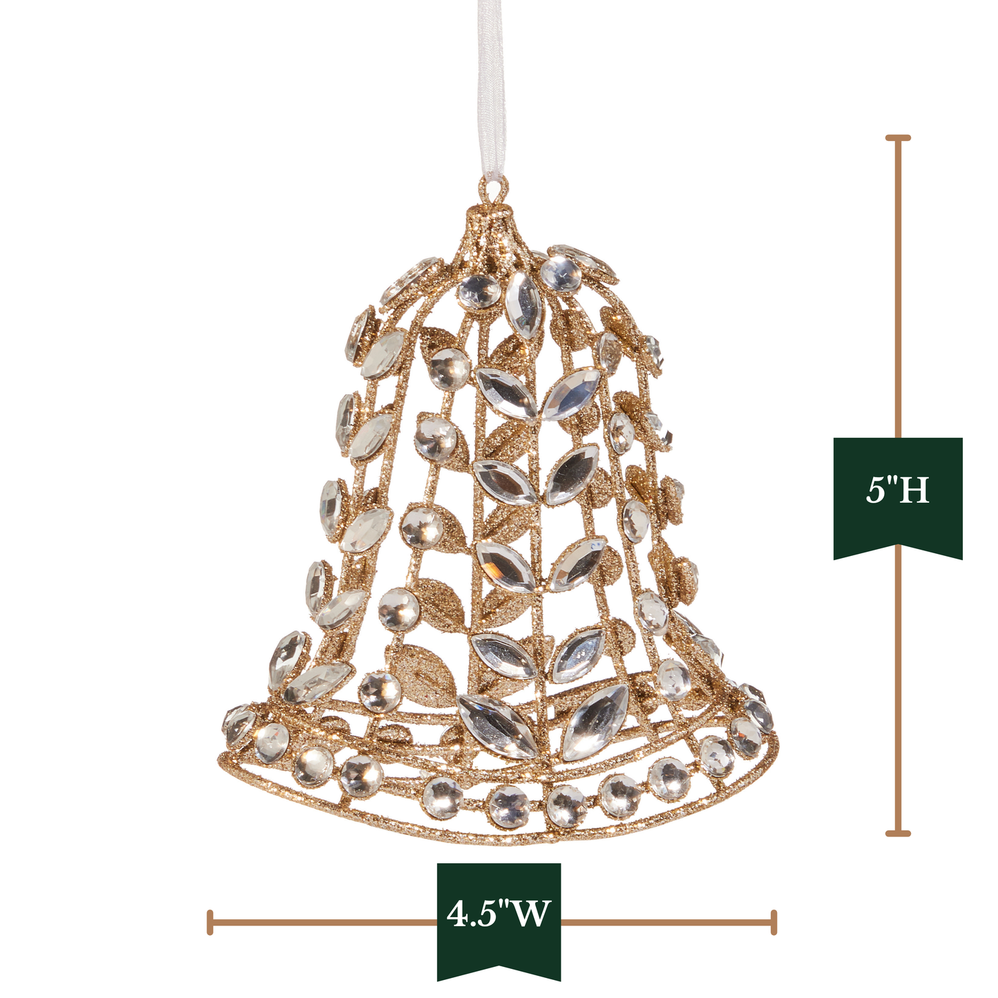 RAZ Imports 5" Jeweled Gold Glitter Bell Christmas Ornament