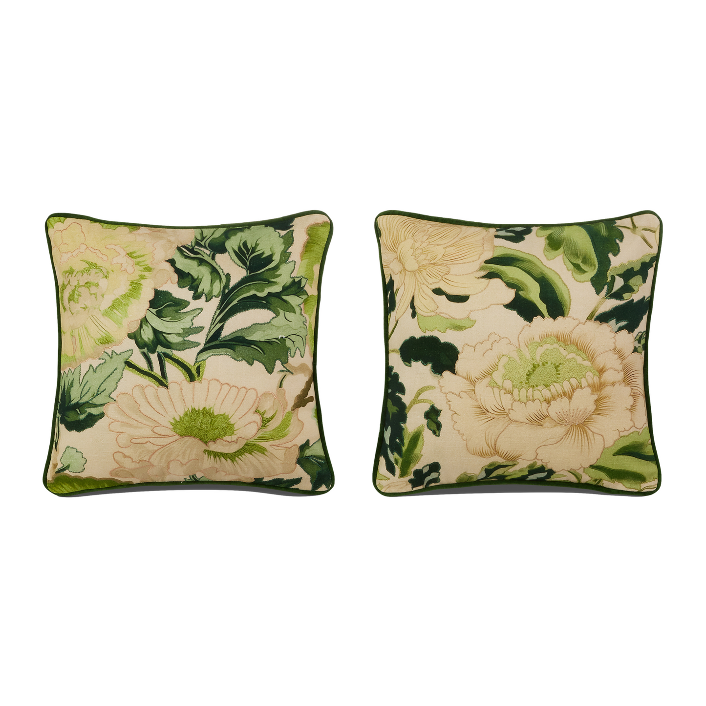 RAZ Imports Tranquil Green Garden with Flowers Decorative Summer Throw Pillows, 18"L X 18"H - Set of 2