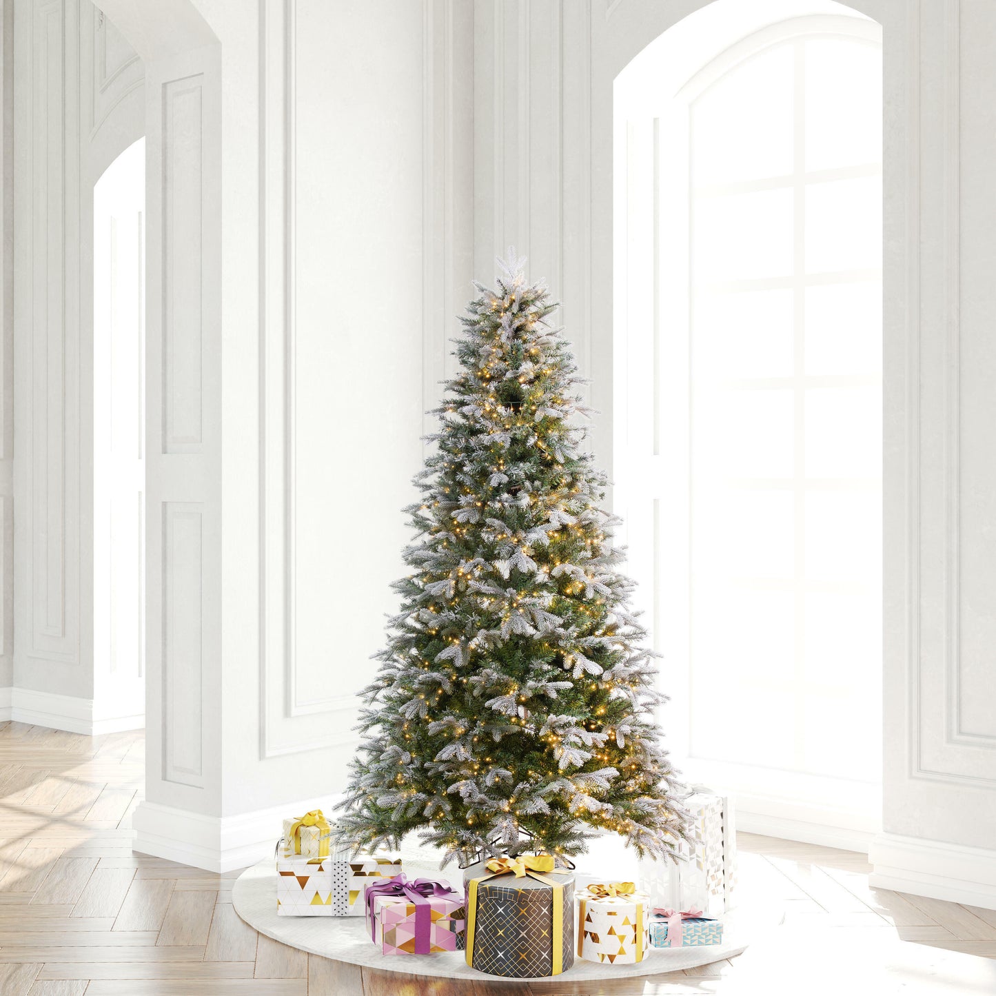 Frosted Douglas Fir Slim Artificial Christmas Trees