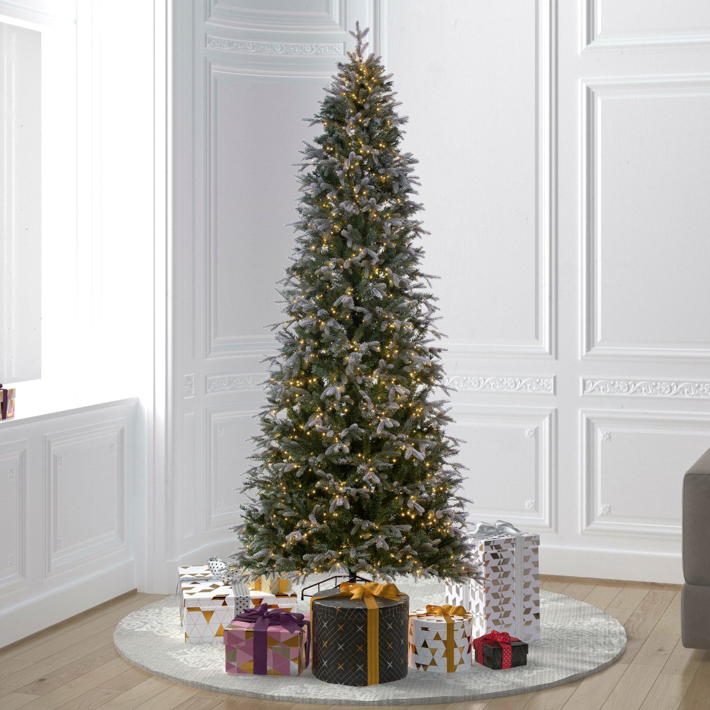 Frosted Douglas Fir Slim Artificial Christmas Trees