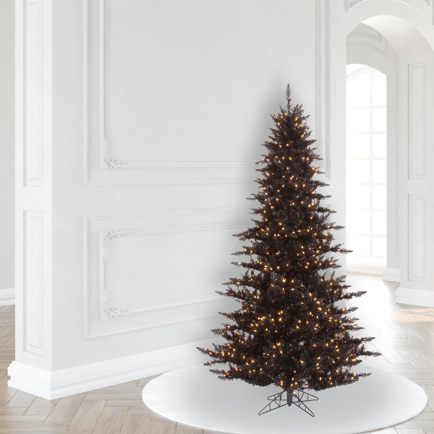 Black Fir 4.5' Artificial Christmas Tree with Warm White LED Clear Mini Lights