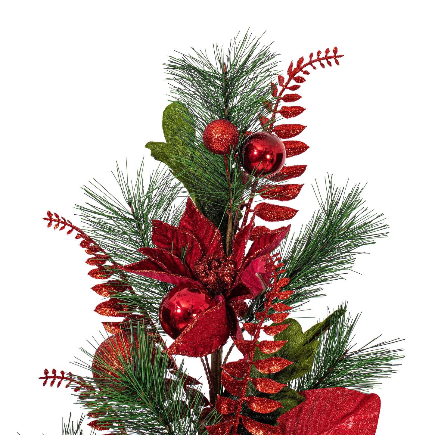 Merry & Bright 28" Red Poinsettia Decorative Christmas Tree Spray