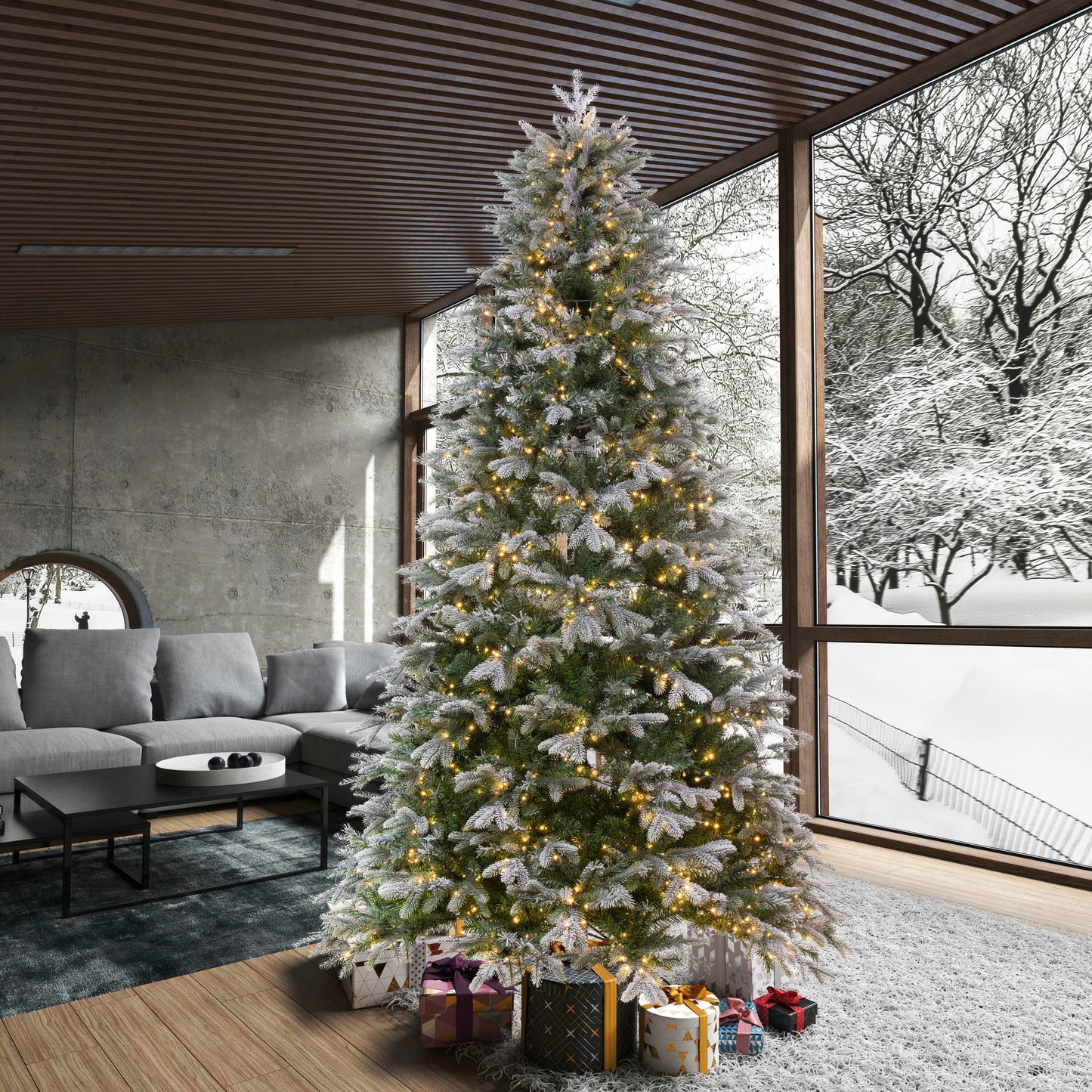 Frosted Douglas Fir Slim Artificial Christmas Trees