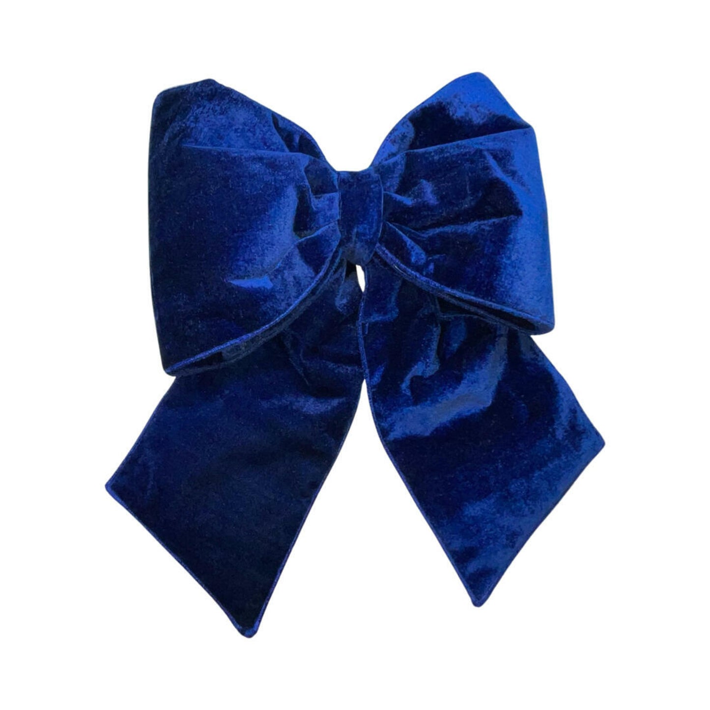 Blue velvet bow on a white background