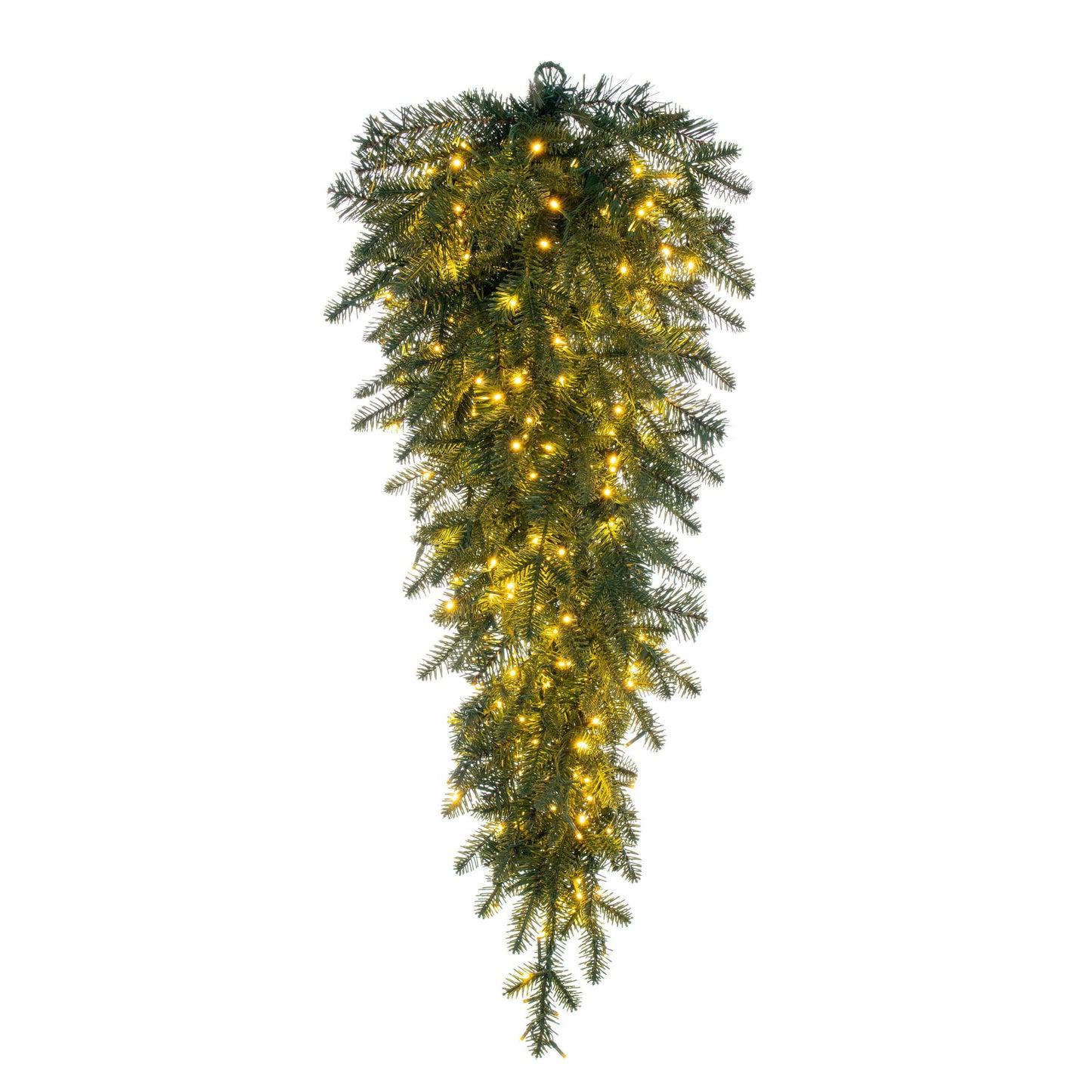 Christmas Swag with lights on a white background