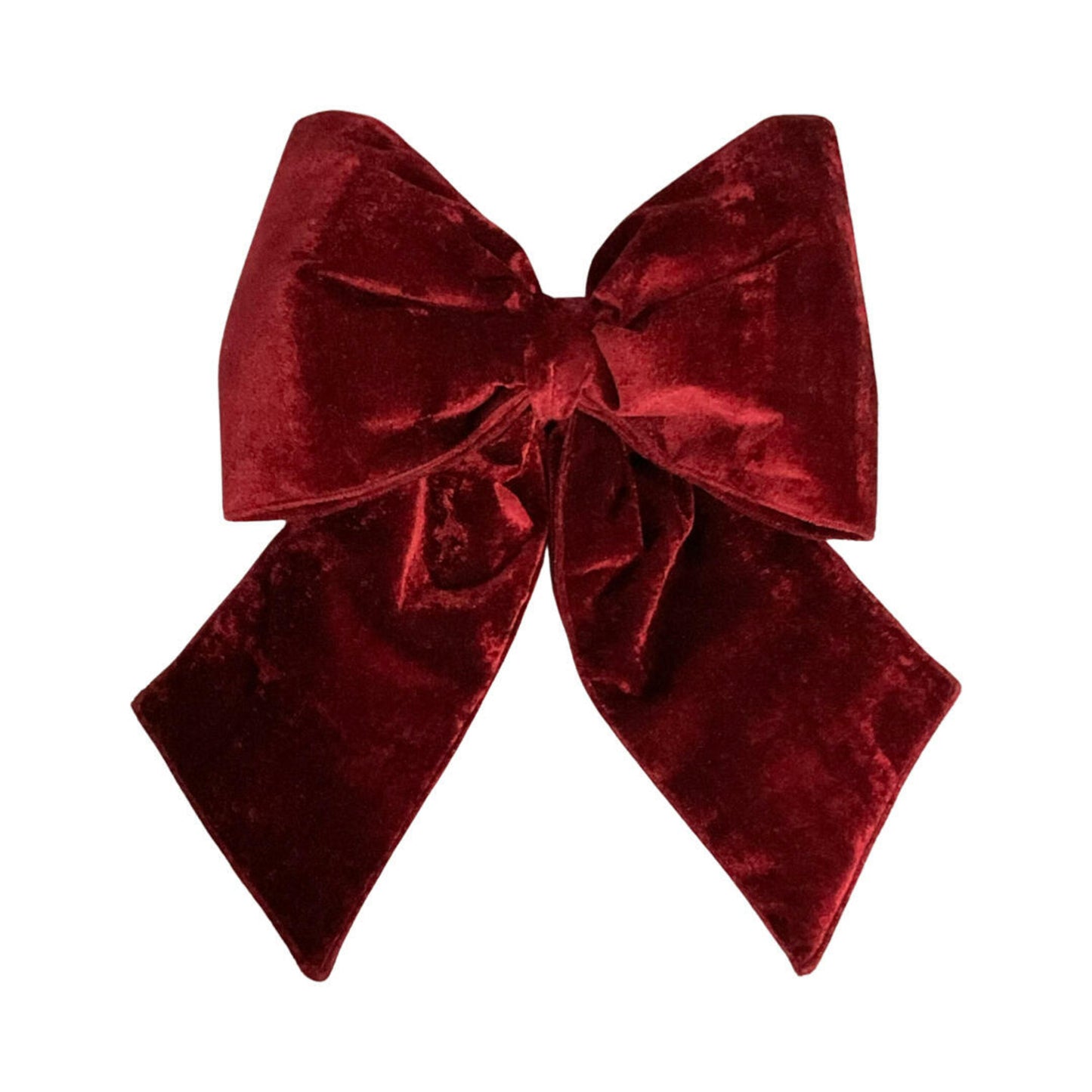 Red velvet bow on a white background