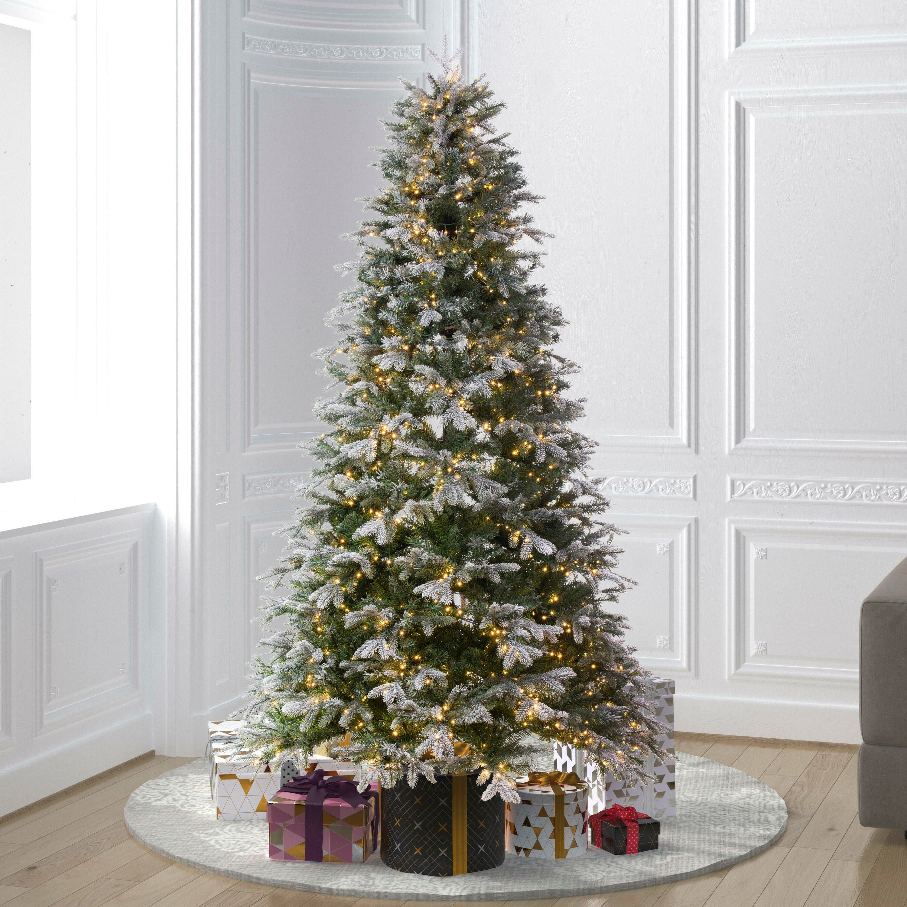 Frosted Douglas Fir Slim Artificial Christmas Trees