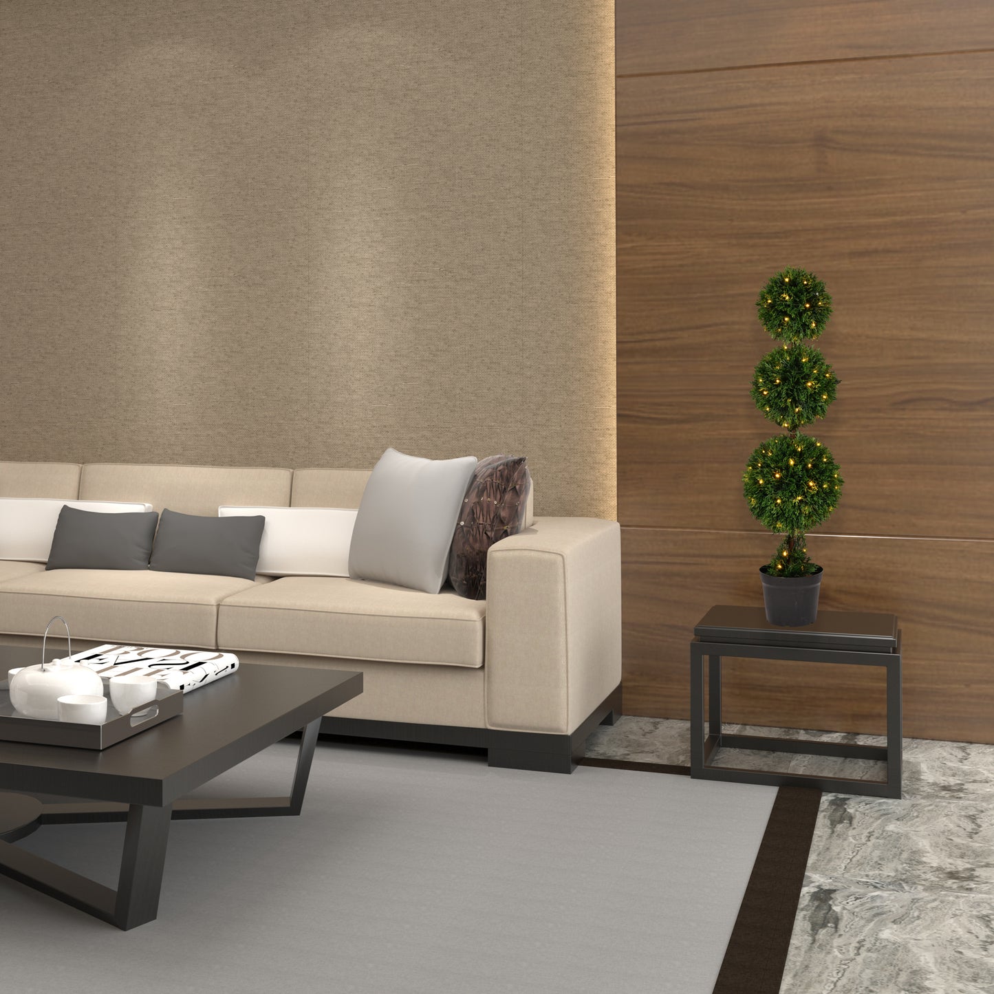 Outdoor Cedar Artificial Ball Topiary