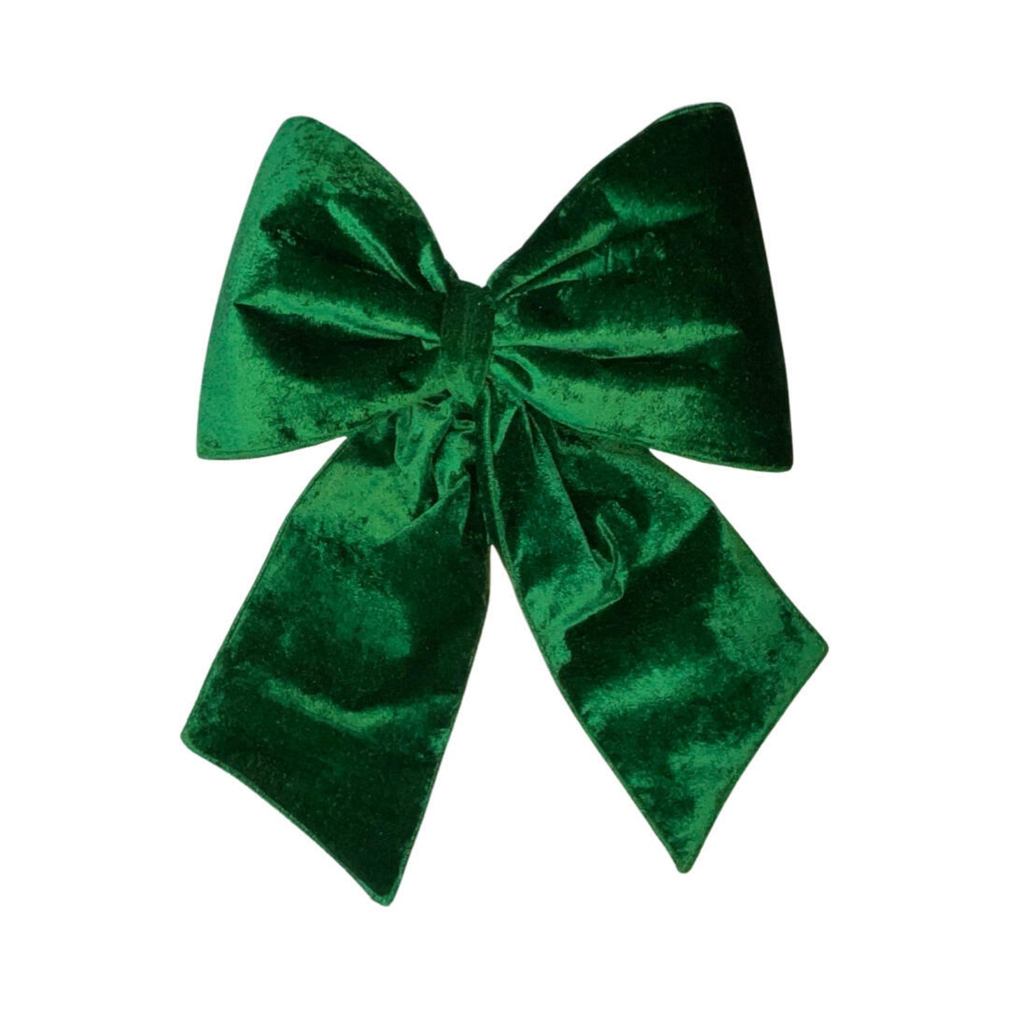 Green velvet bow on a white background