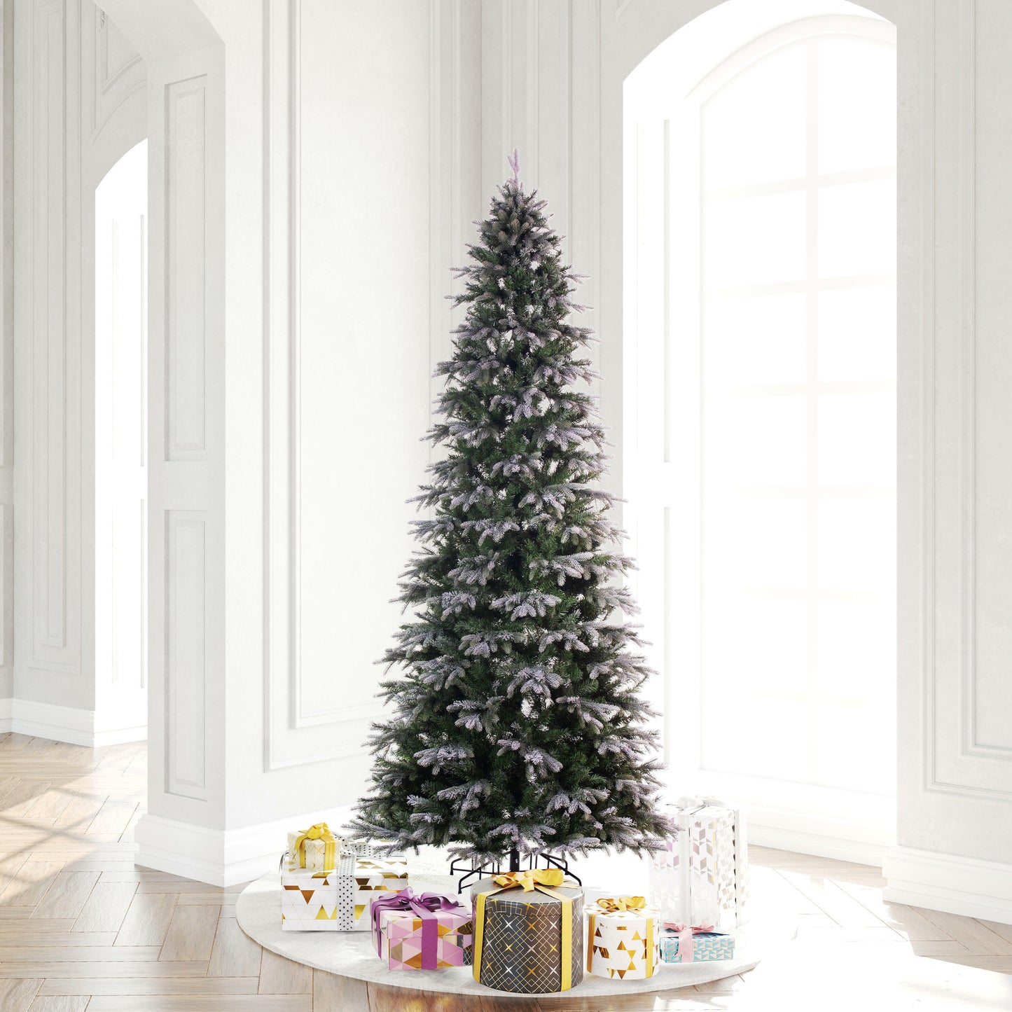 Frosted Douglas Fir Slim Artificial Christmas Trees