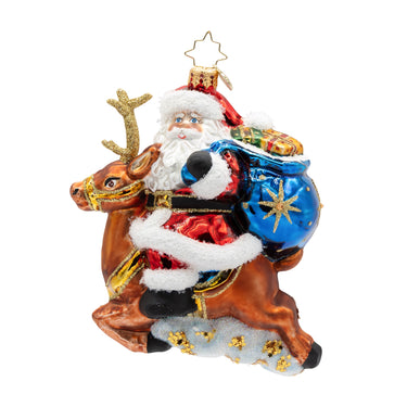 Christopher Radko Santa's Celestial Reindeer Ride Collectible Christmas Ornament