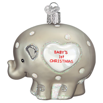 Old World Christmas Baby's First Christmas Elephant Glass Collectible Christmas Ornament