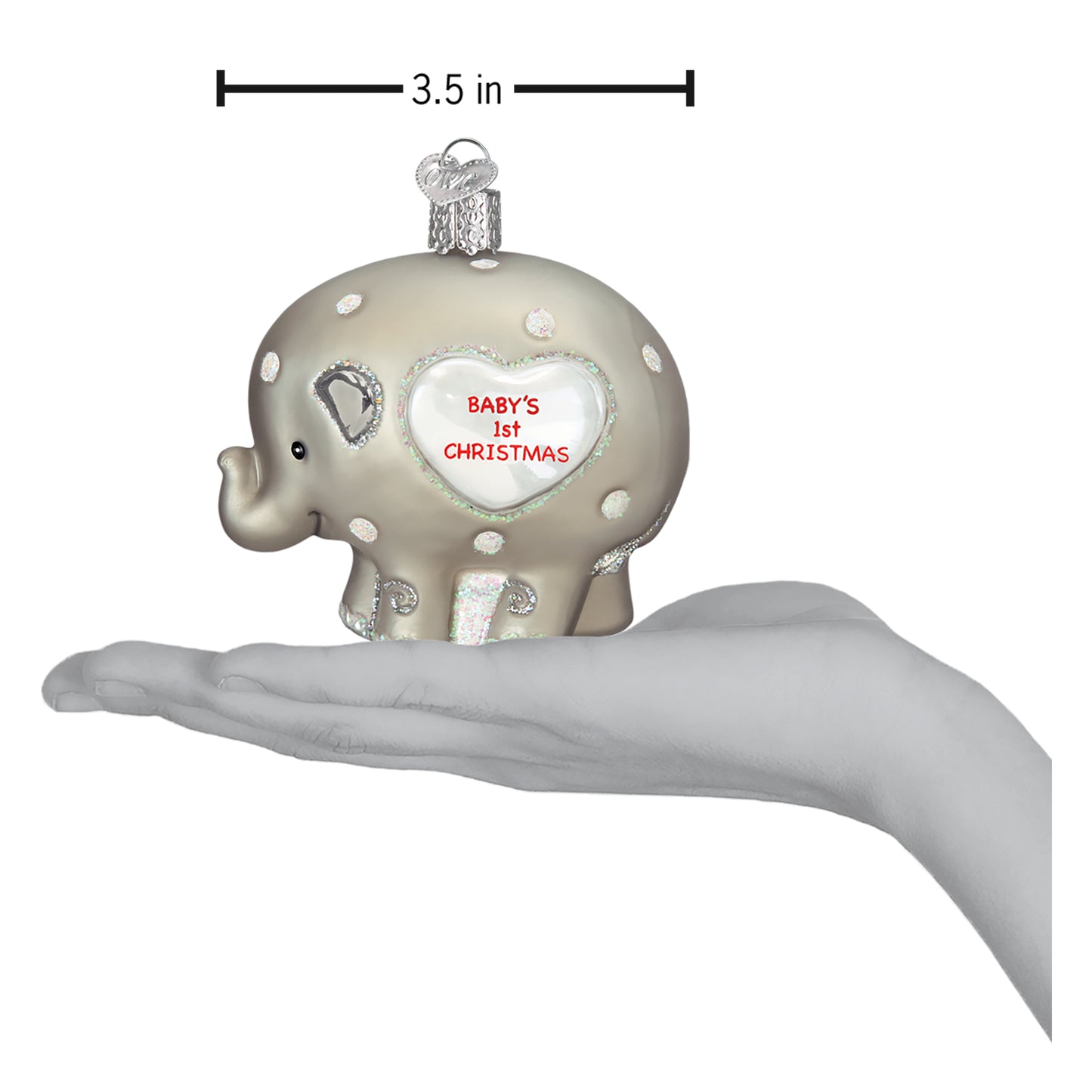 Old World Christmas Baby's First Christmas Elephant Glass Collectible Christmas Ornament