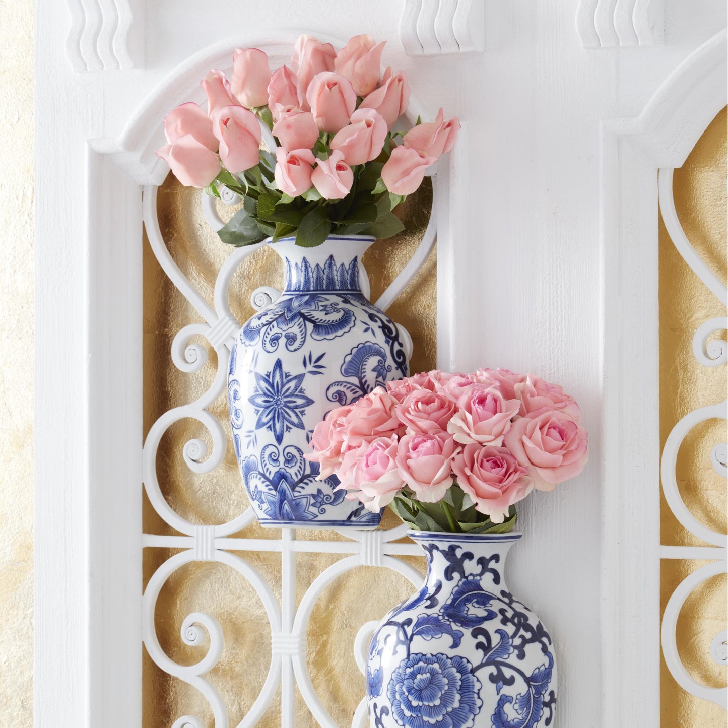 K&K Interiors 17" Real Touch Full Bloom Rose Flowers for Valentine's Day - 6 Stem Bundles