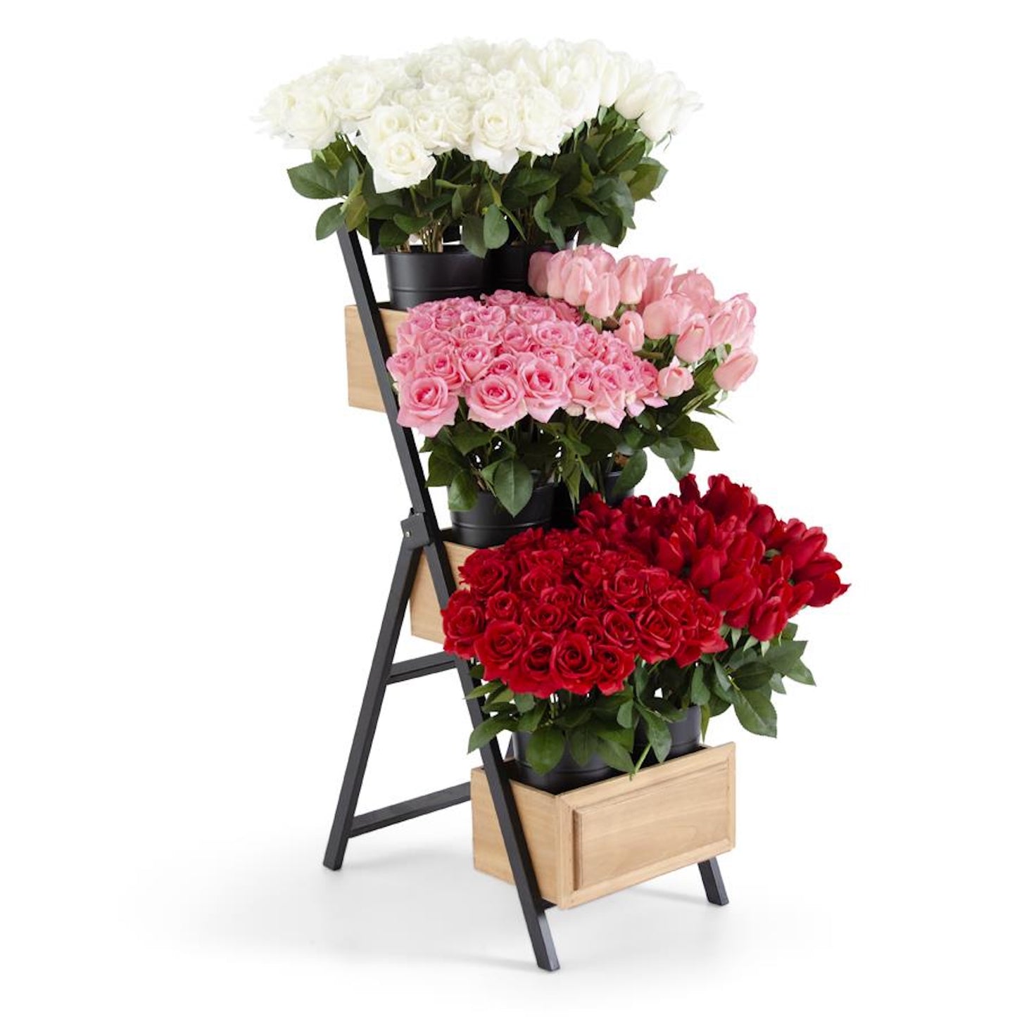 K&K Interiors 17" Real Touch Full Bloom Rose Flowers for Valentine's Day - 6 Stem Bundles